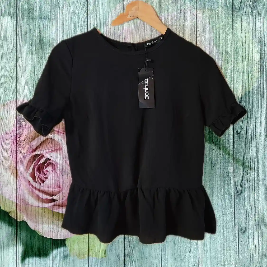 Sifónový černý top Boohoo vel. EUR 36