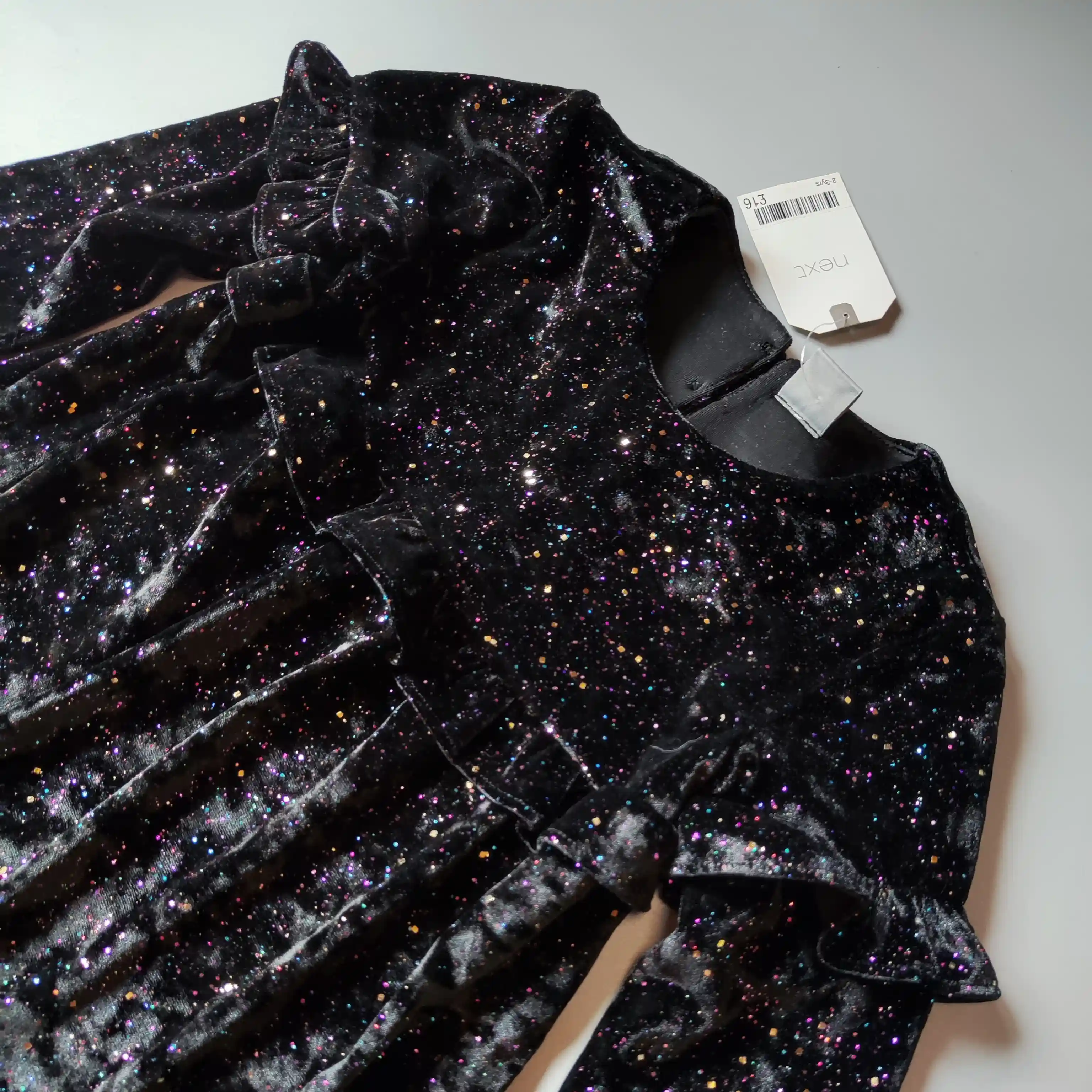 Sametové třpytivé šaty Next vel. 98 