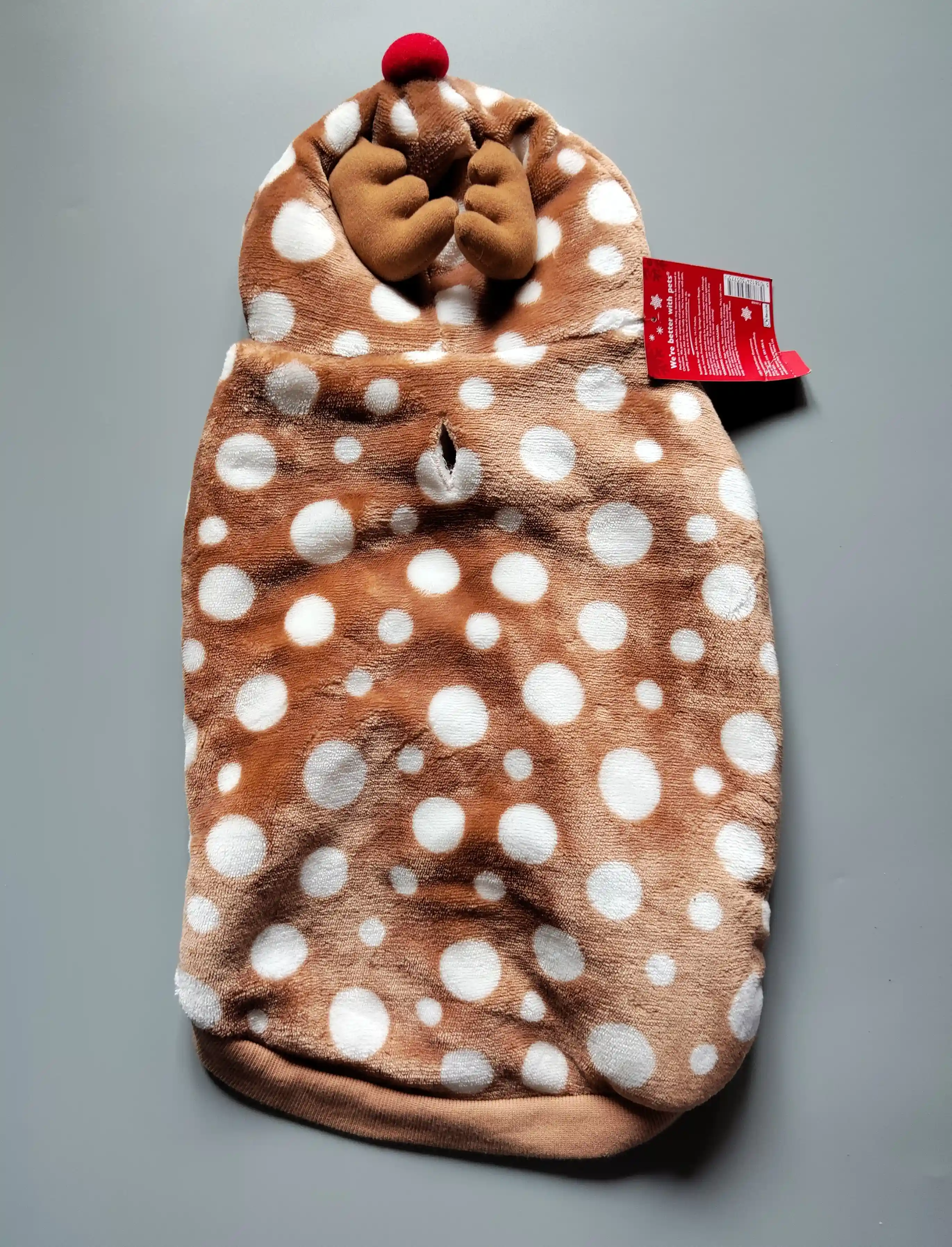 Obleček pro psa - plyšový sob s kapucí, velikost stření 36 - 46 cm