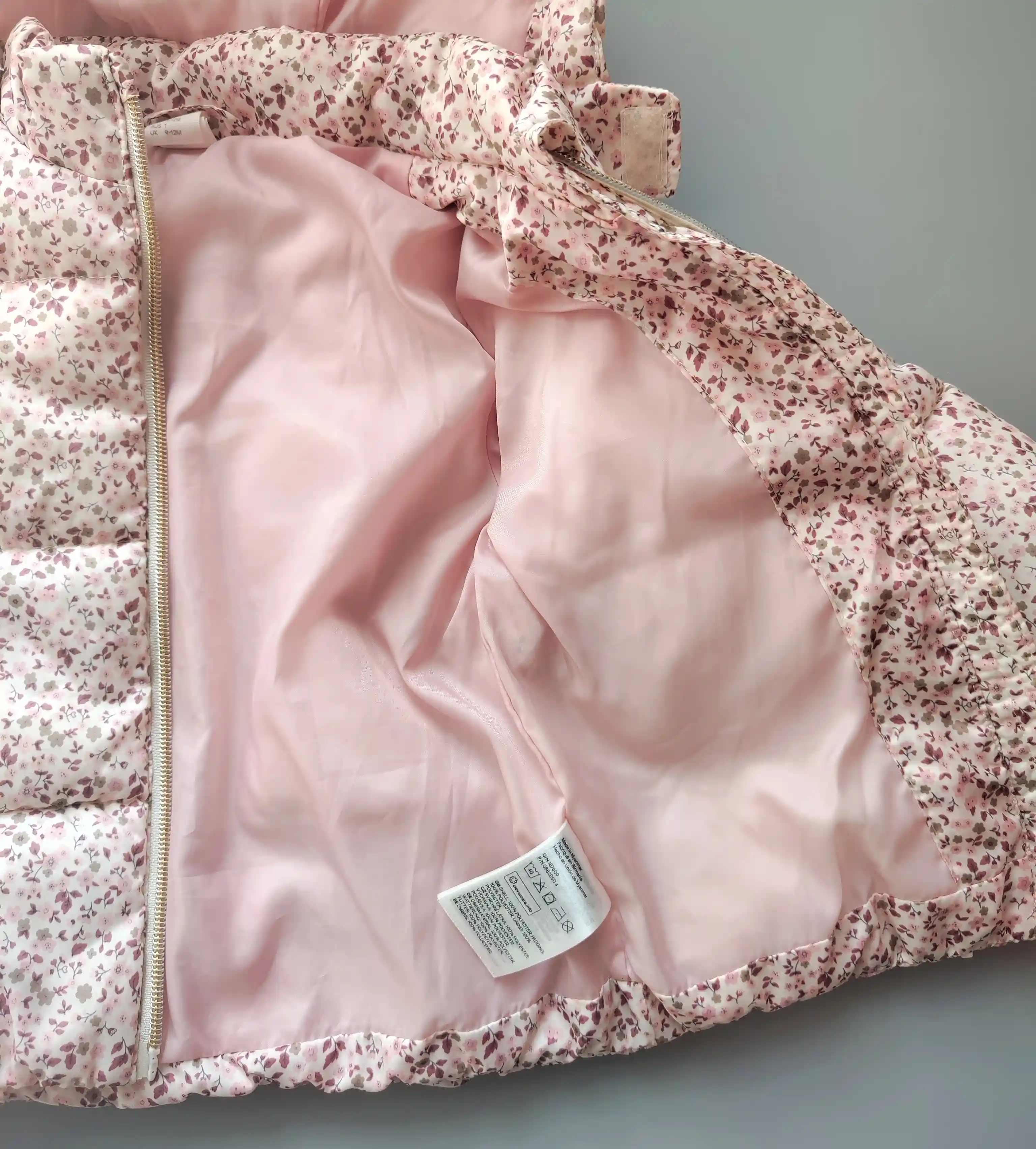 Zimní bunda H&M vel. 80 růžová květovaná