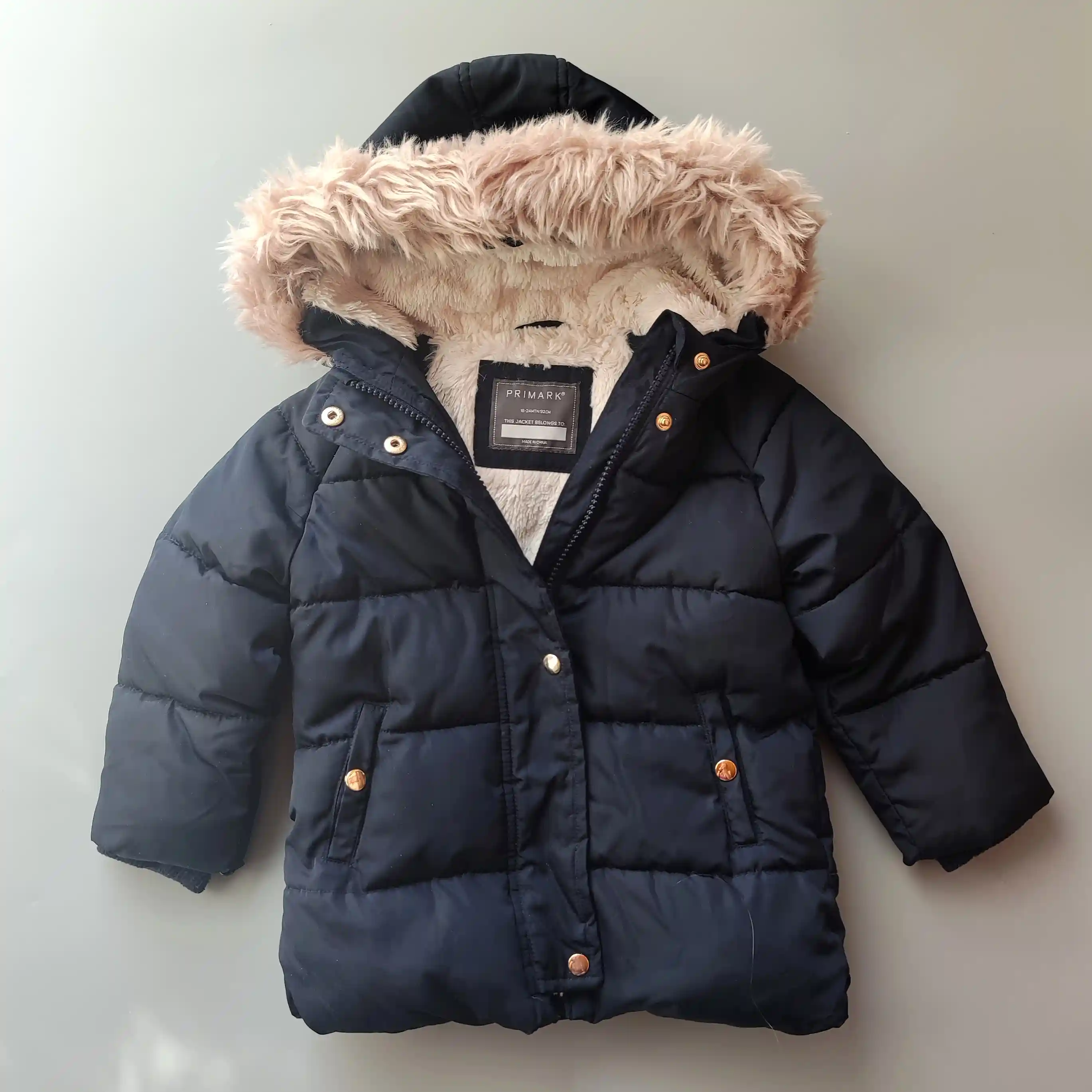 Zimní bunda Primark vel. 92 navy s kožešinkou