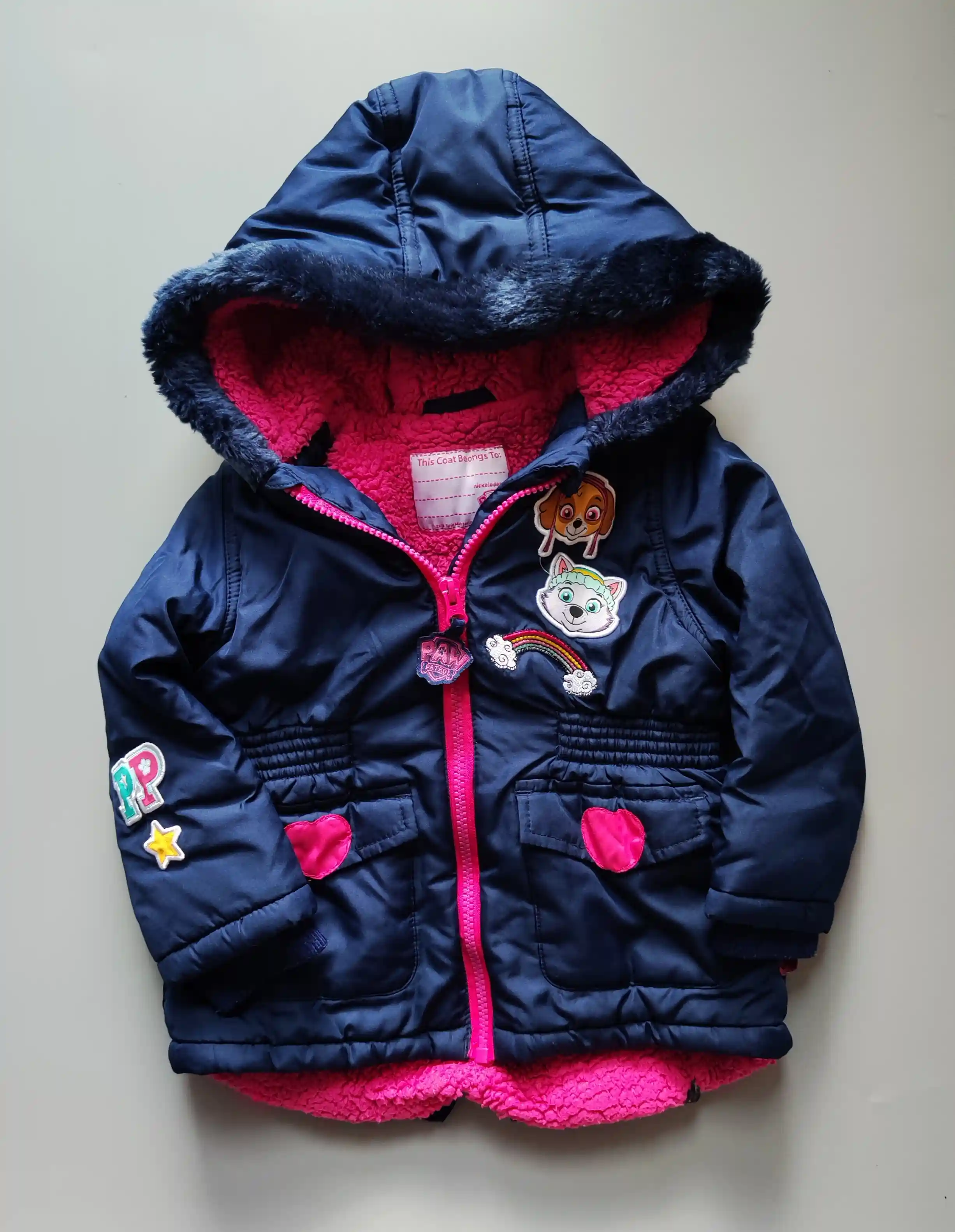 Zimní bunda Paw Patrol vel. 98 navy s růžovou podšívkou
