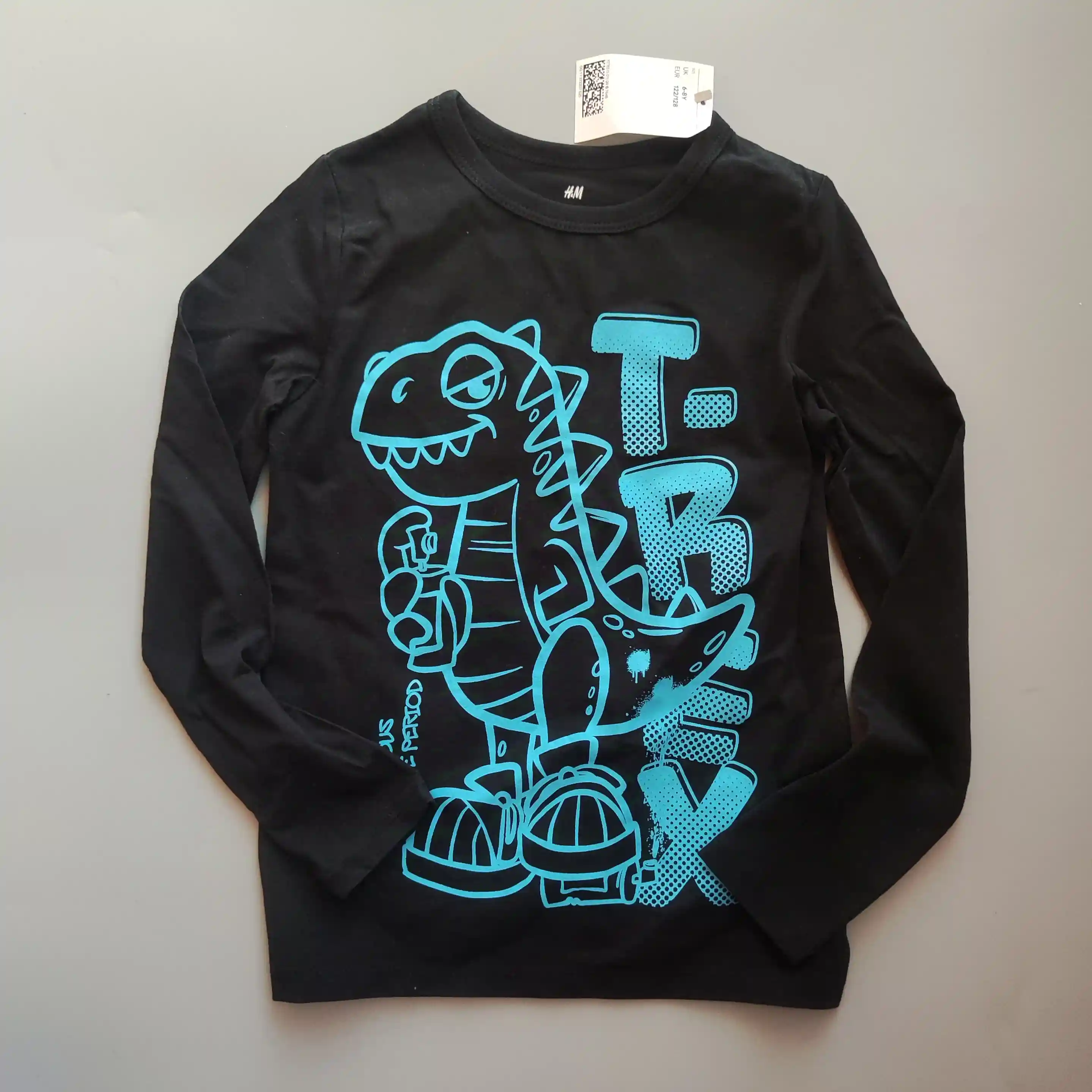 Tričko H&M vel. 128 černé T-rex