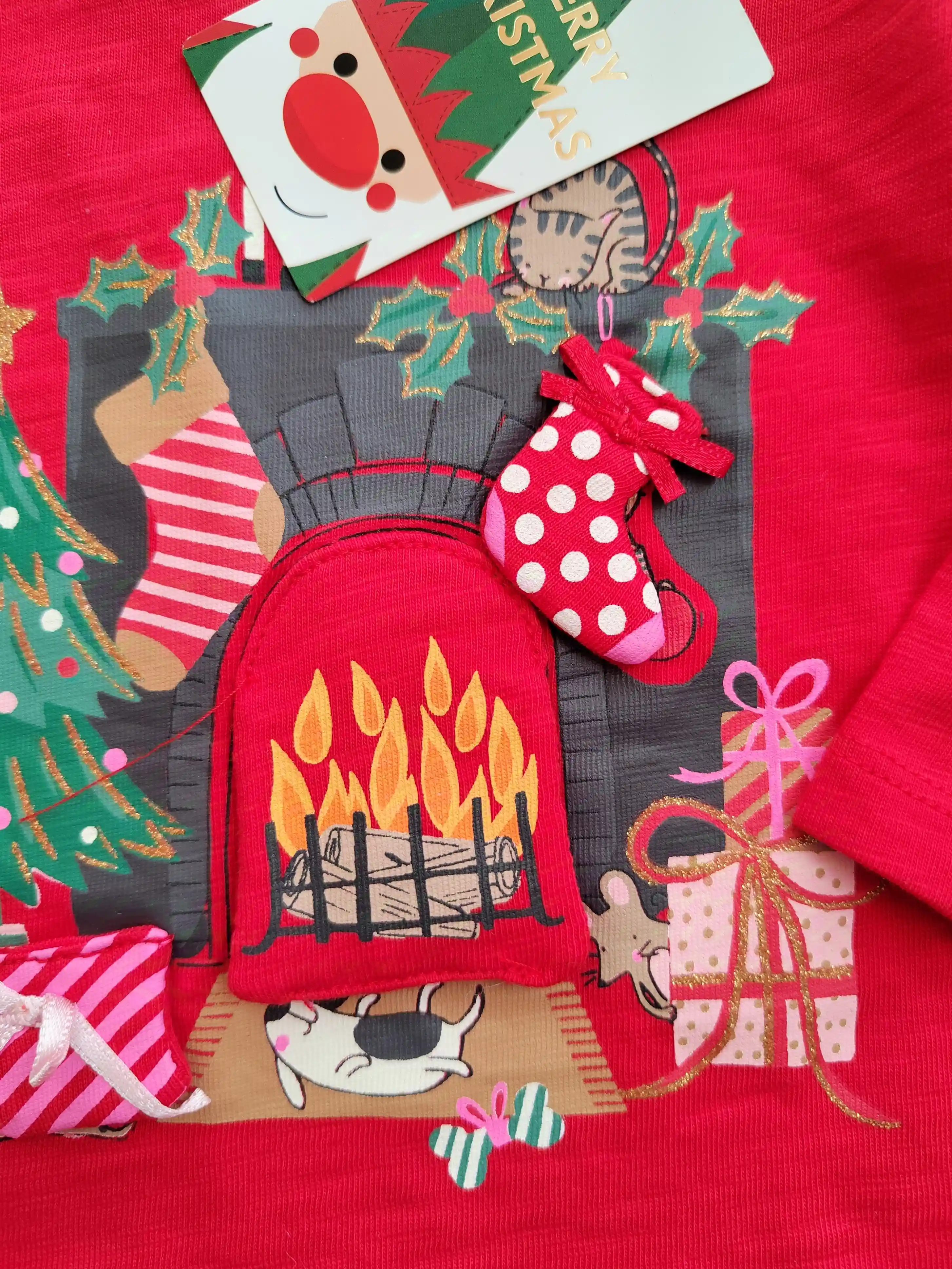 Vánoční tričko Next vel. 74 červené s okénky