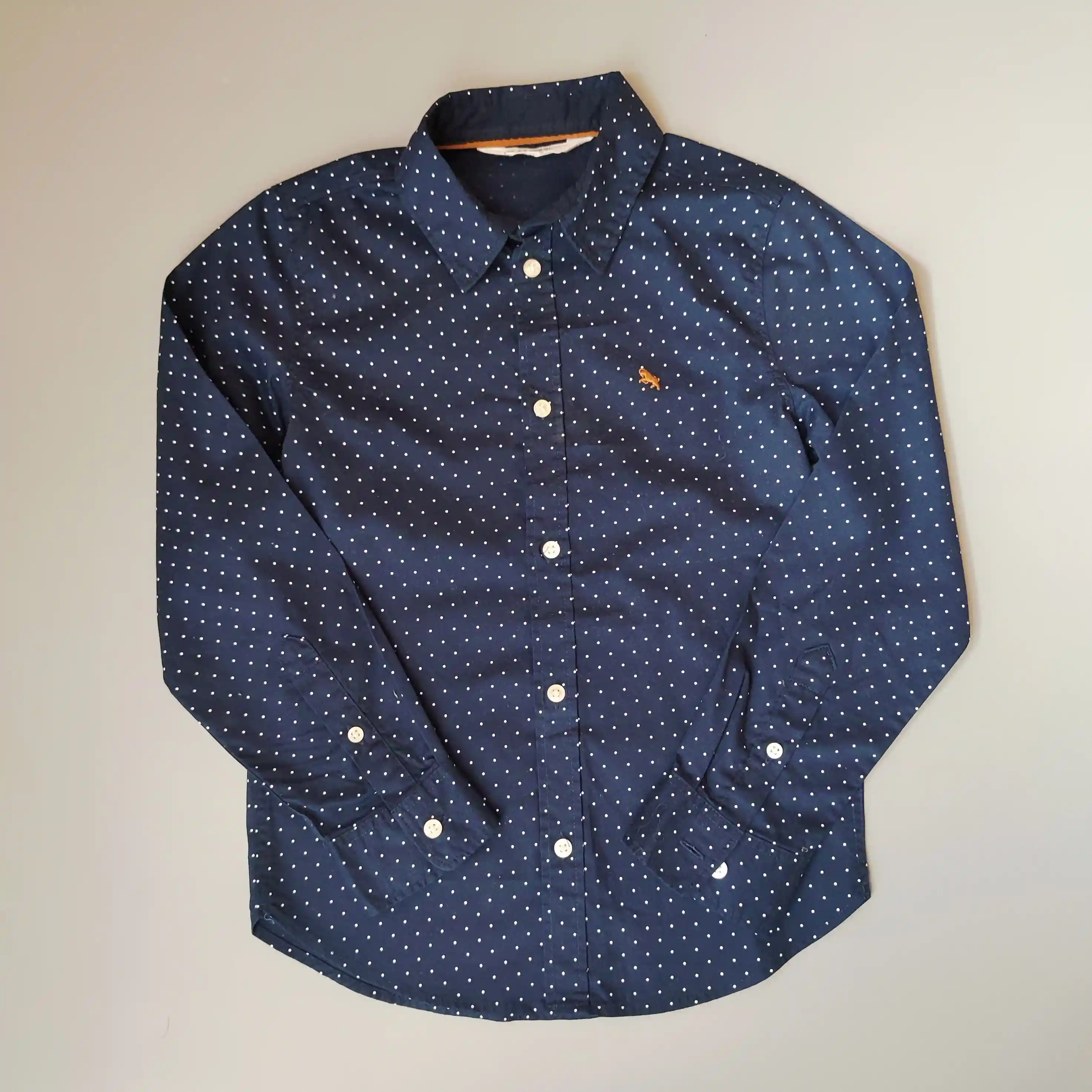 Košile H&M vel. 128 tmavě modrá s puntíky