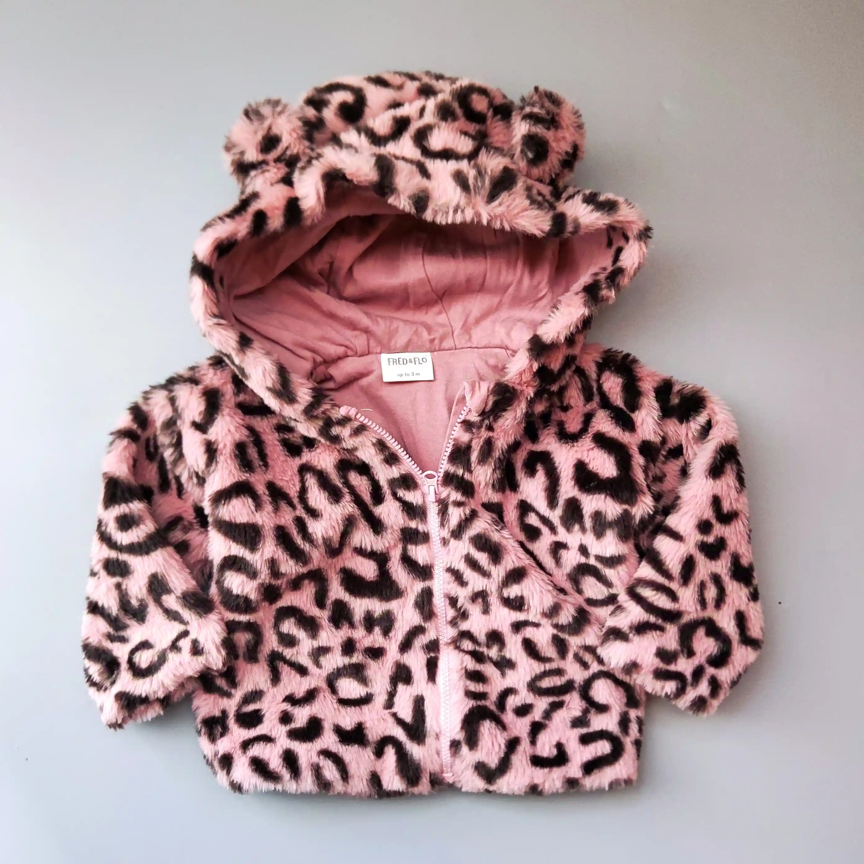 Plyšová bundička F&F vel. 62 růžová leopardí