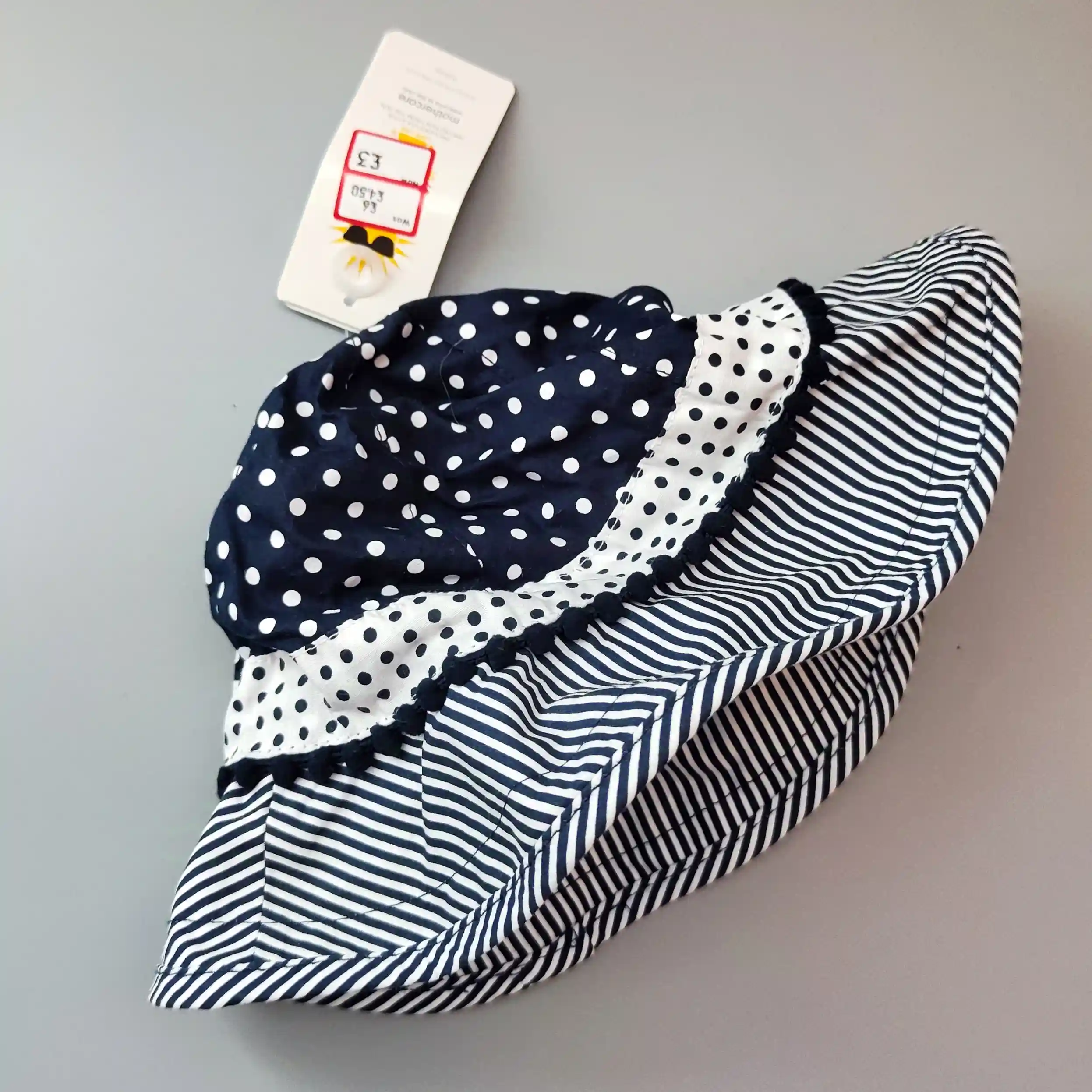 Klobouček Mothercare vel. 62 - 51 cm navy + bílý vzor