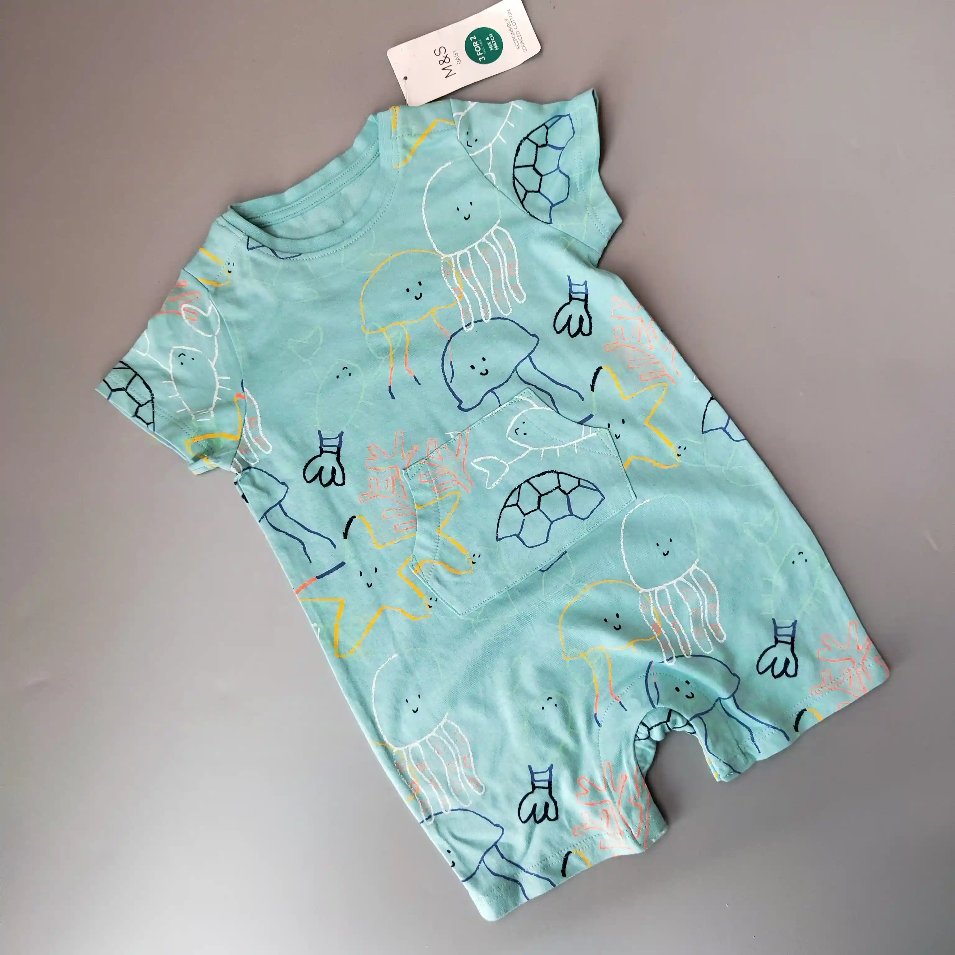 Letní overal M&S vel. 74 tyrkysový
