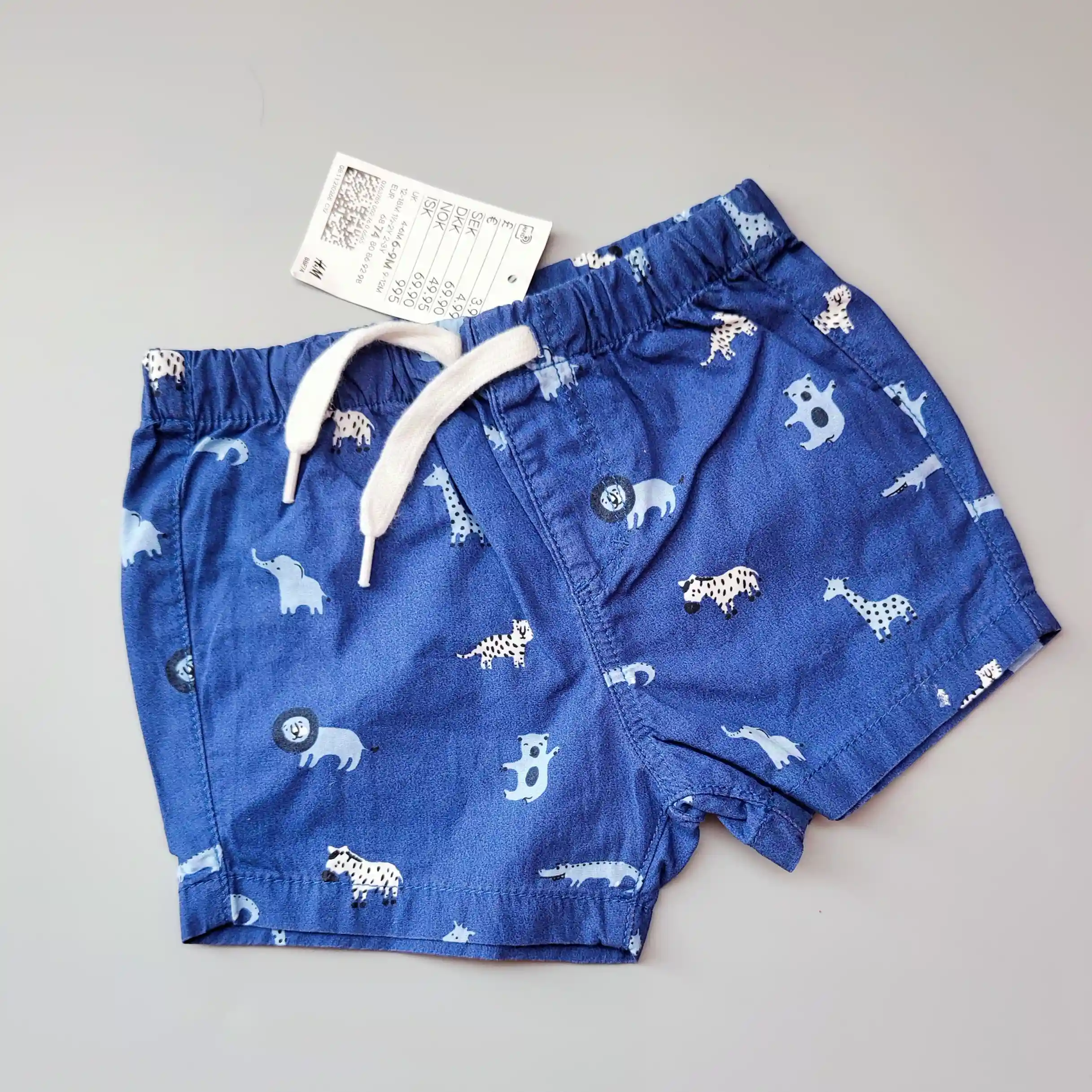 Plátěné kraťasy H&M vel. 74 modré se zvířátky