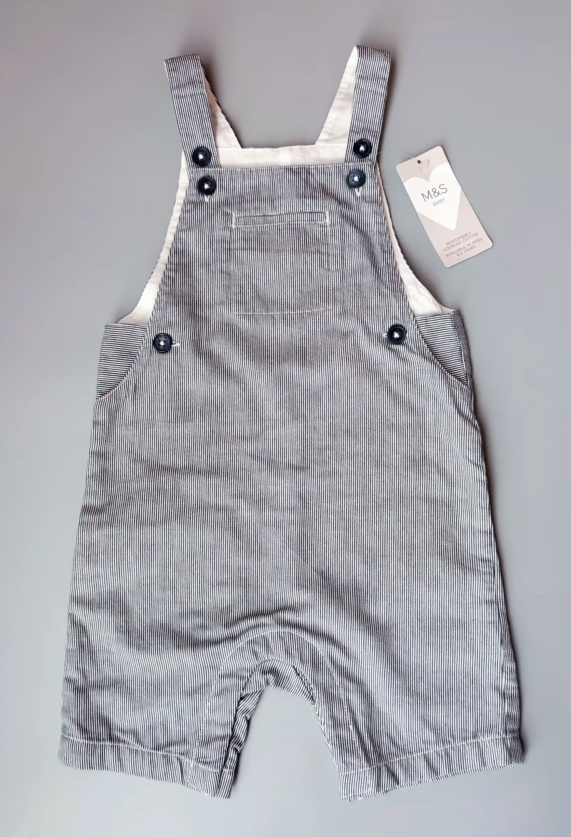 Laclové kraťasy (overal) M&S vel. 92 modré proužkované