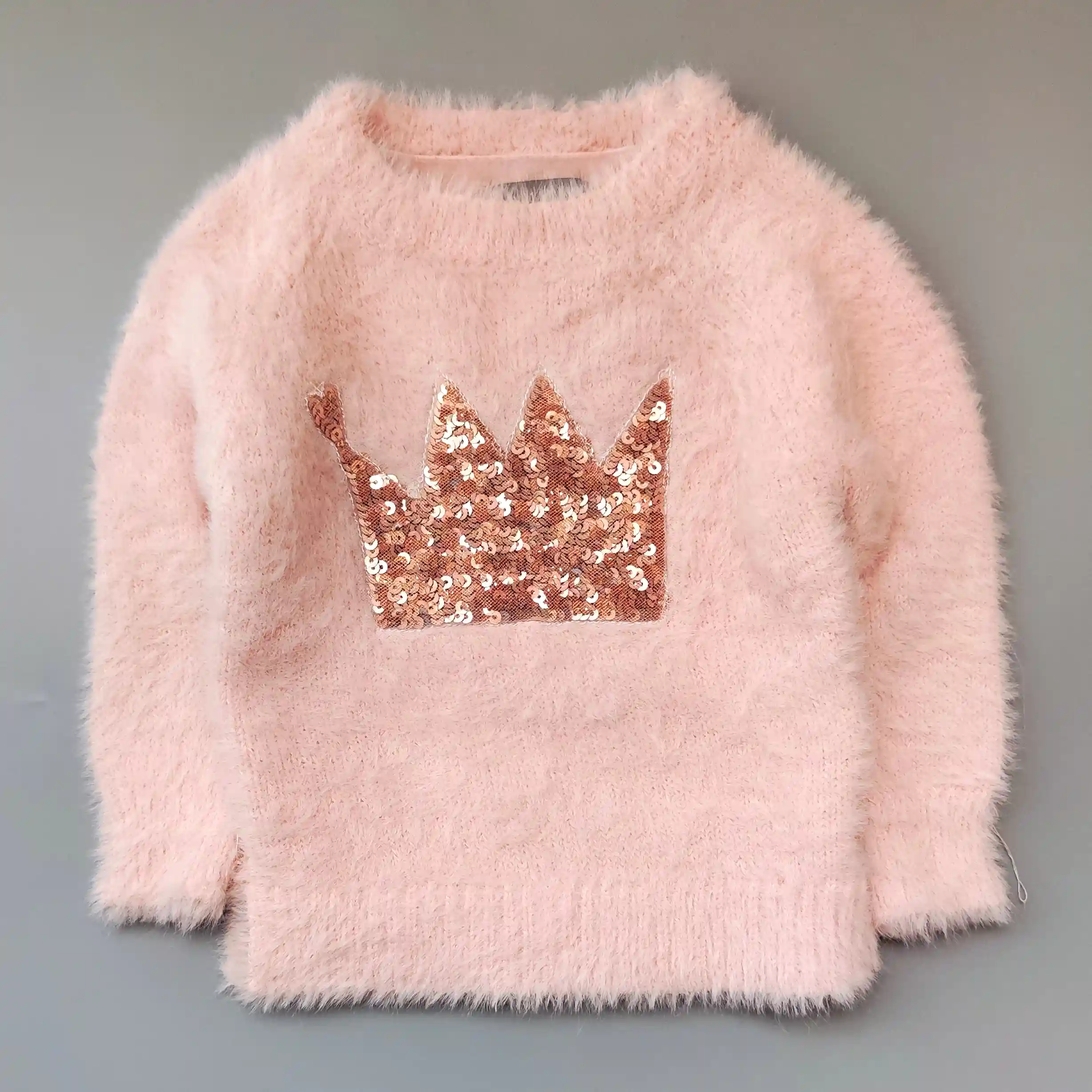 Svetr Primark vel. 62 růžový s korunou z flitrů