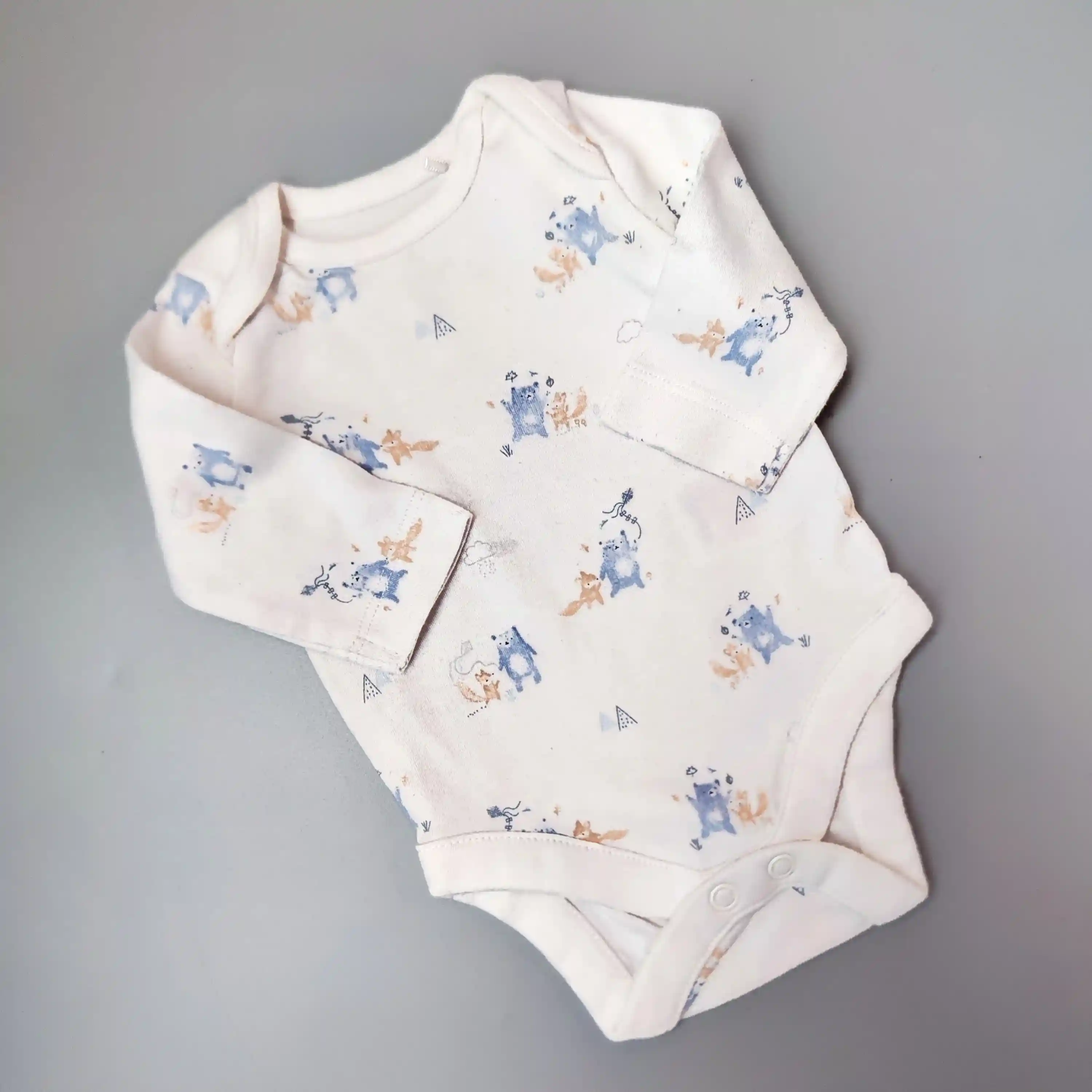 Body Mothercare vel. 50 bílo modré se zvířátky