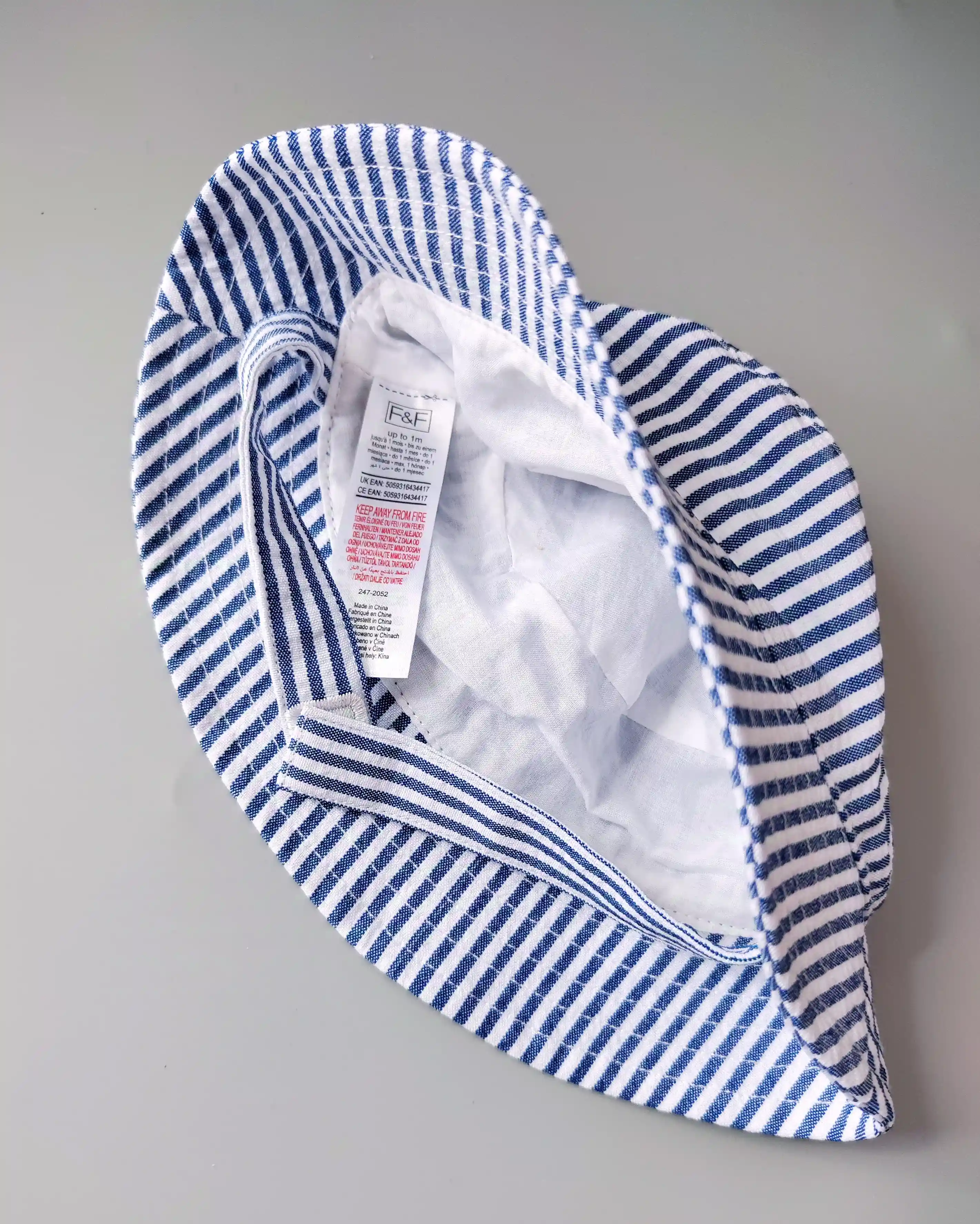 Klobouček F&F vel. 56 modré proužky