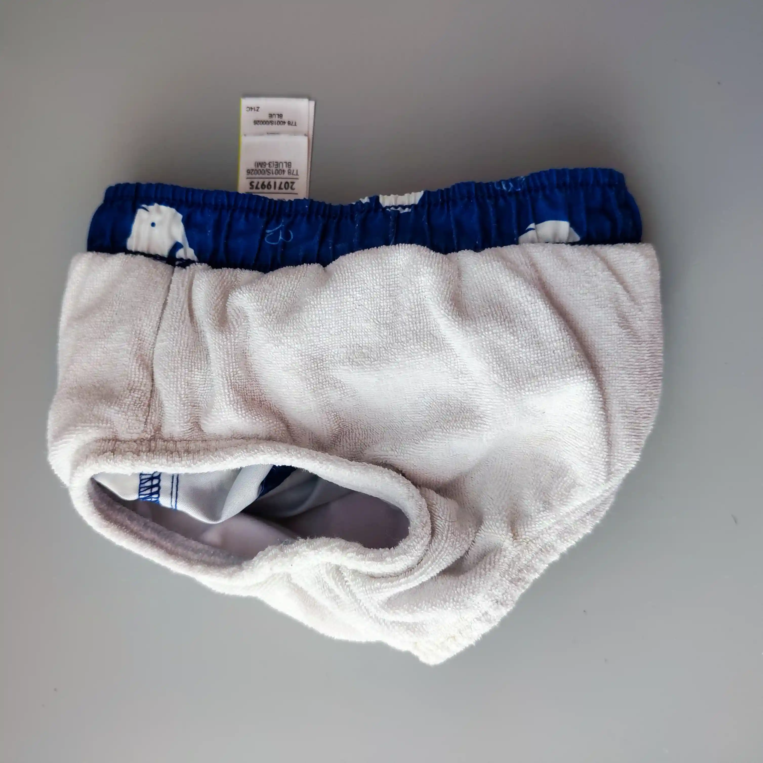 Plavky s froté plenou M&S vel. 68 modré s velrybami