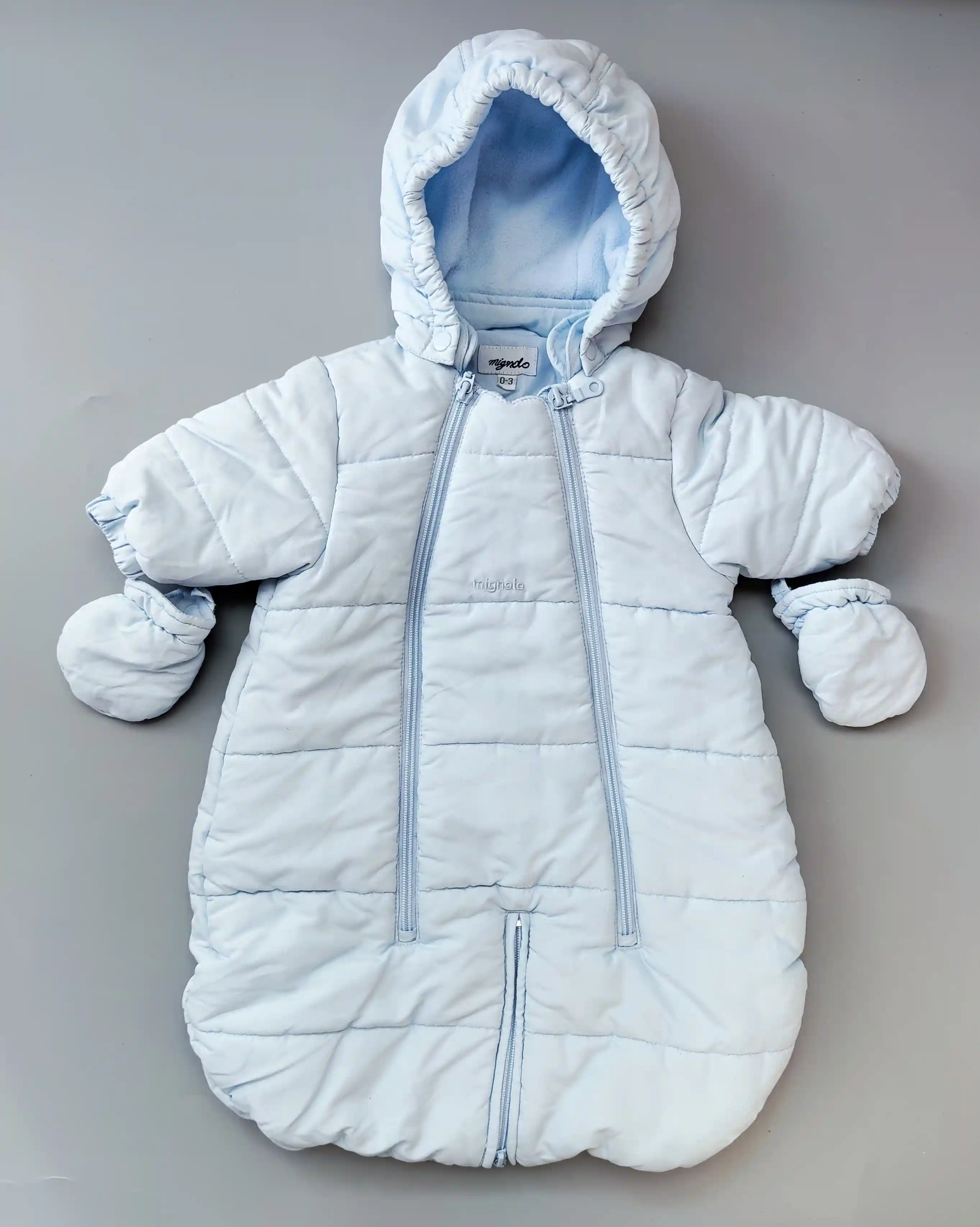 Zateplený fusak s rukavičkami Mignolo vel. 62 světa modrý