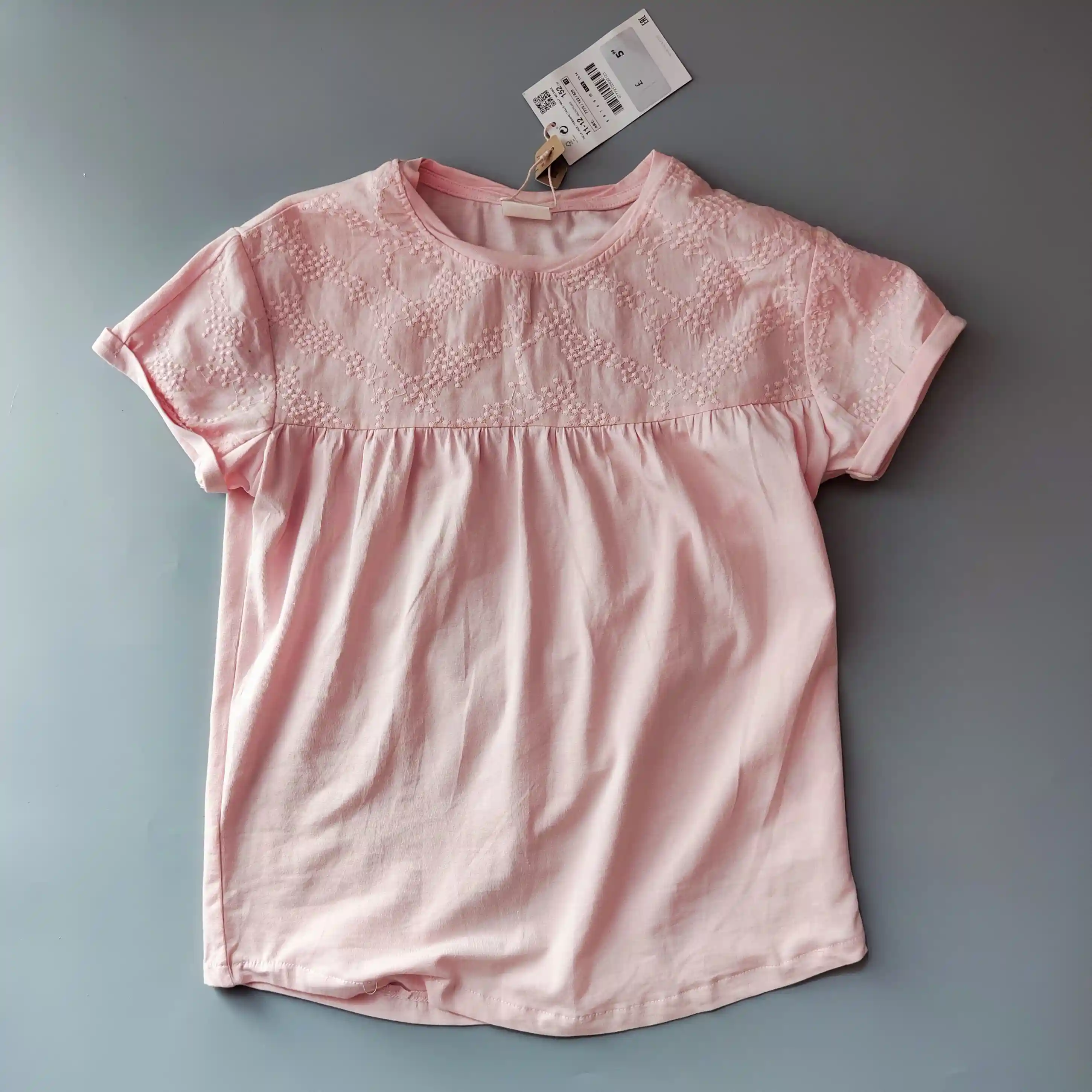 Top Zara vel. 152 růžový s krajkou