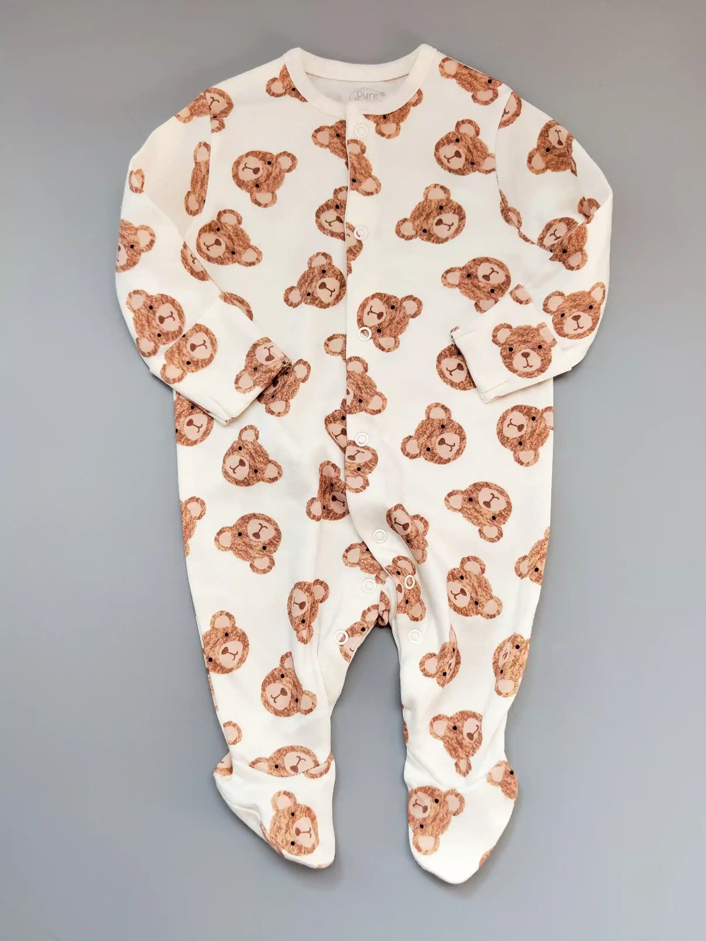 Overal Pure Baby vel. 62 krémový s medvídky
