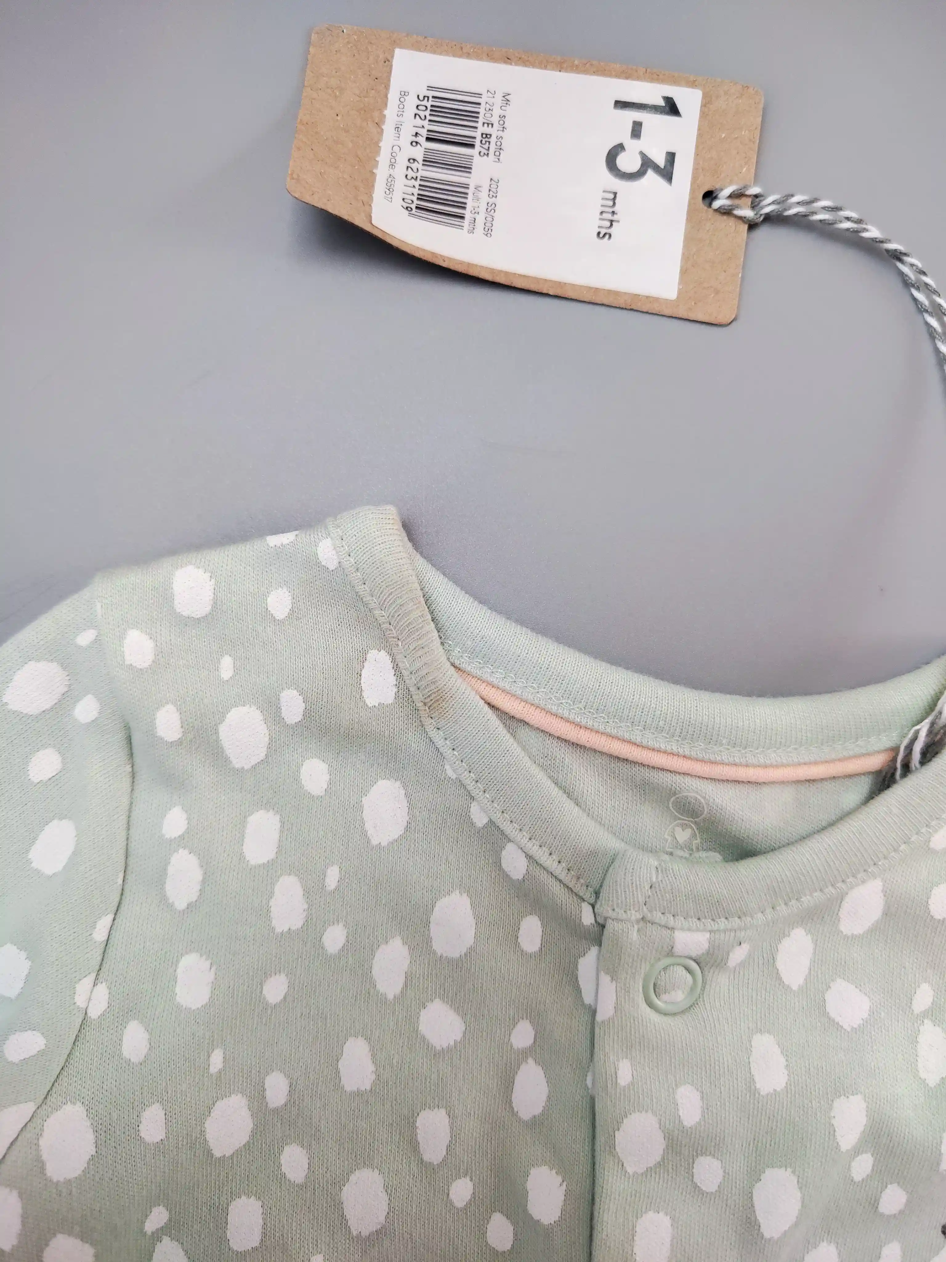 Overal Mothercare vel. 62 mátový puntíkovaný se slonem