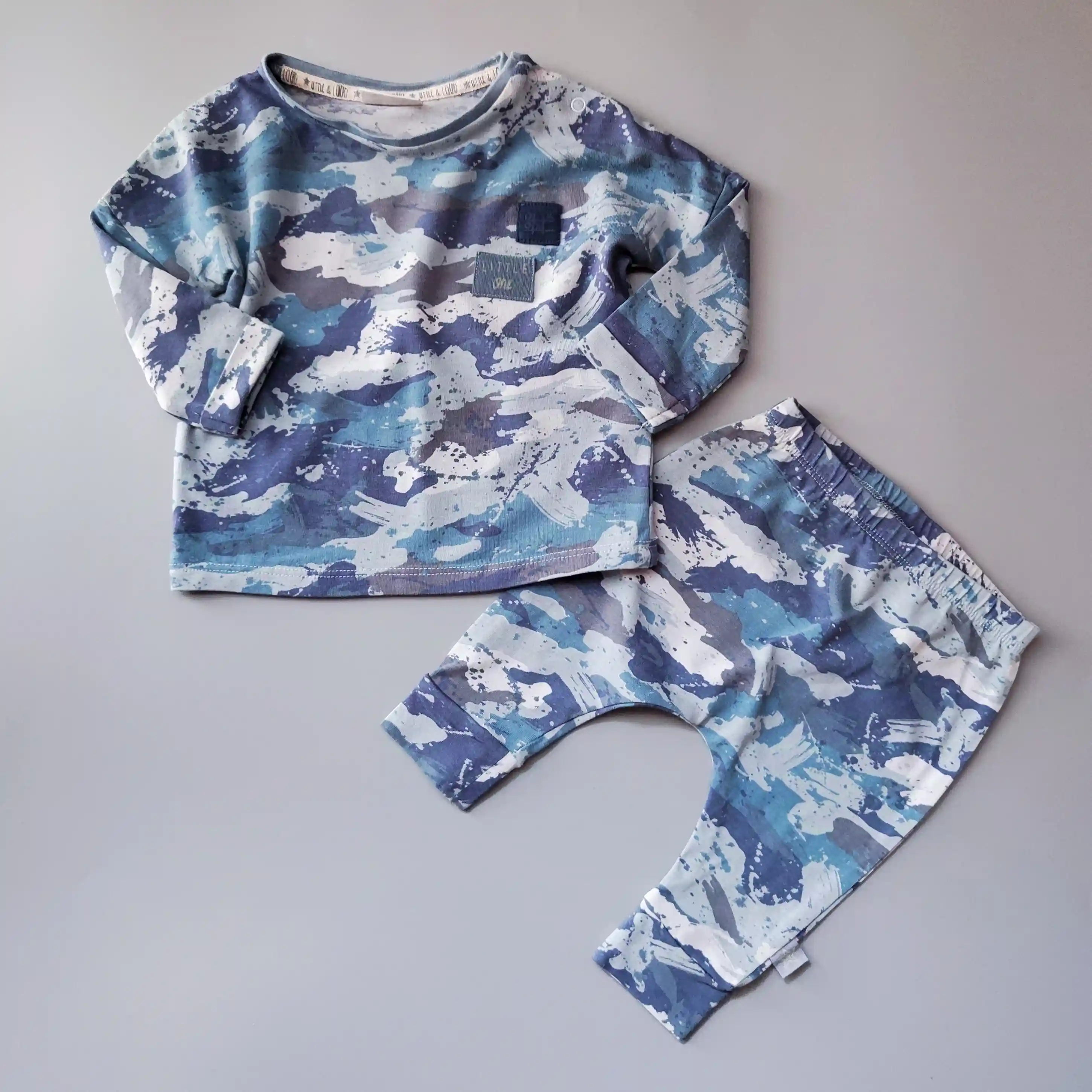 Bavlněná souprava trička a legínek Next vel. 62 modrá camo