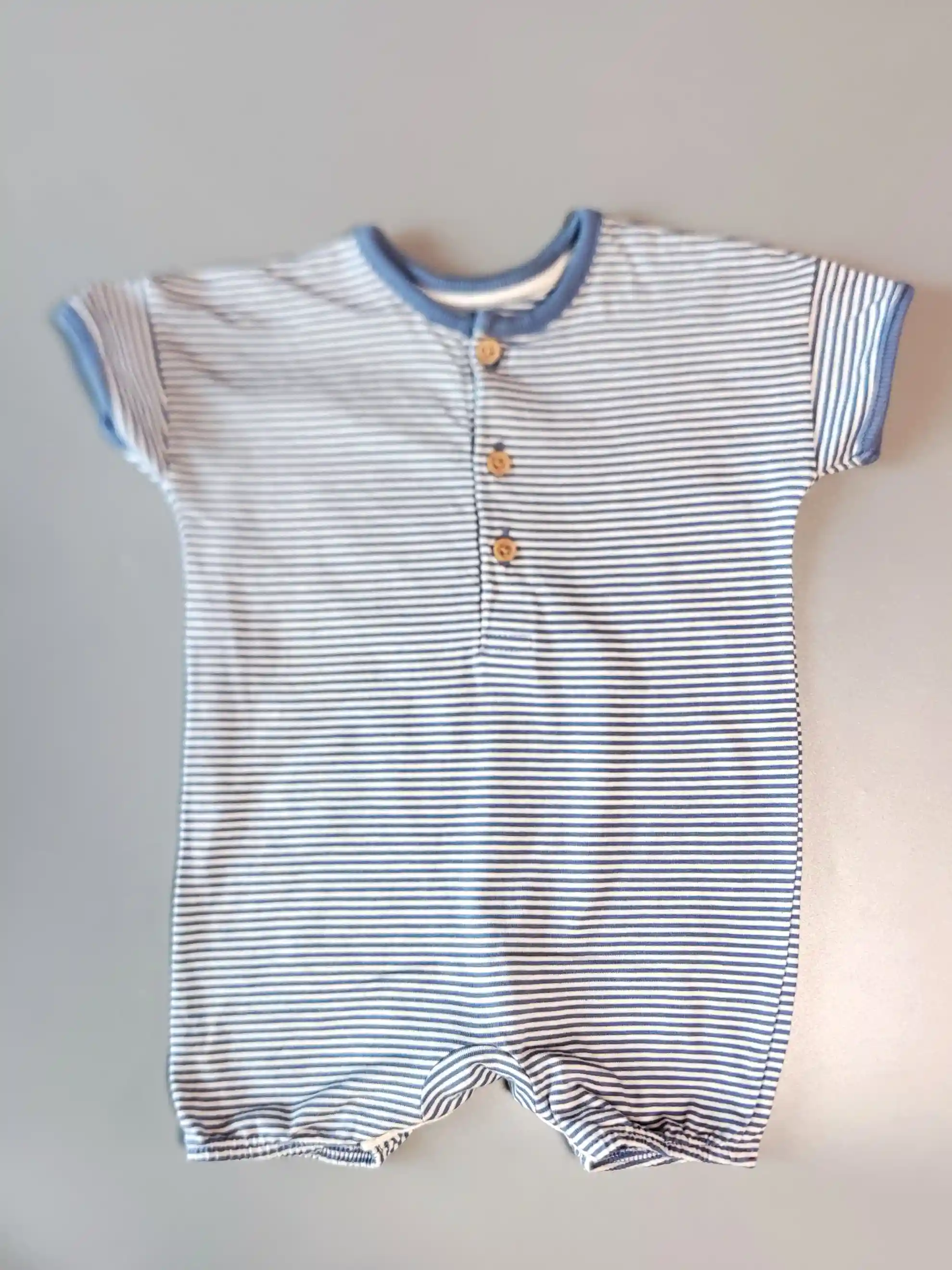 Letní overal George vel. 68 modrý proužkovaný s knoflíčky