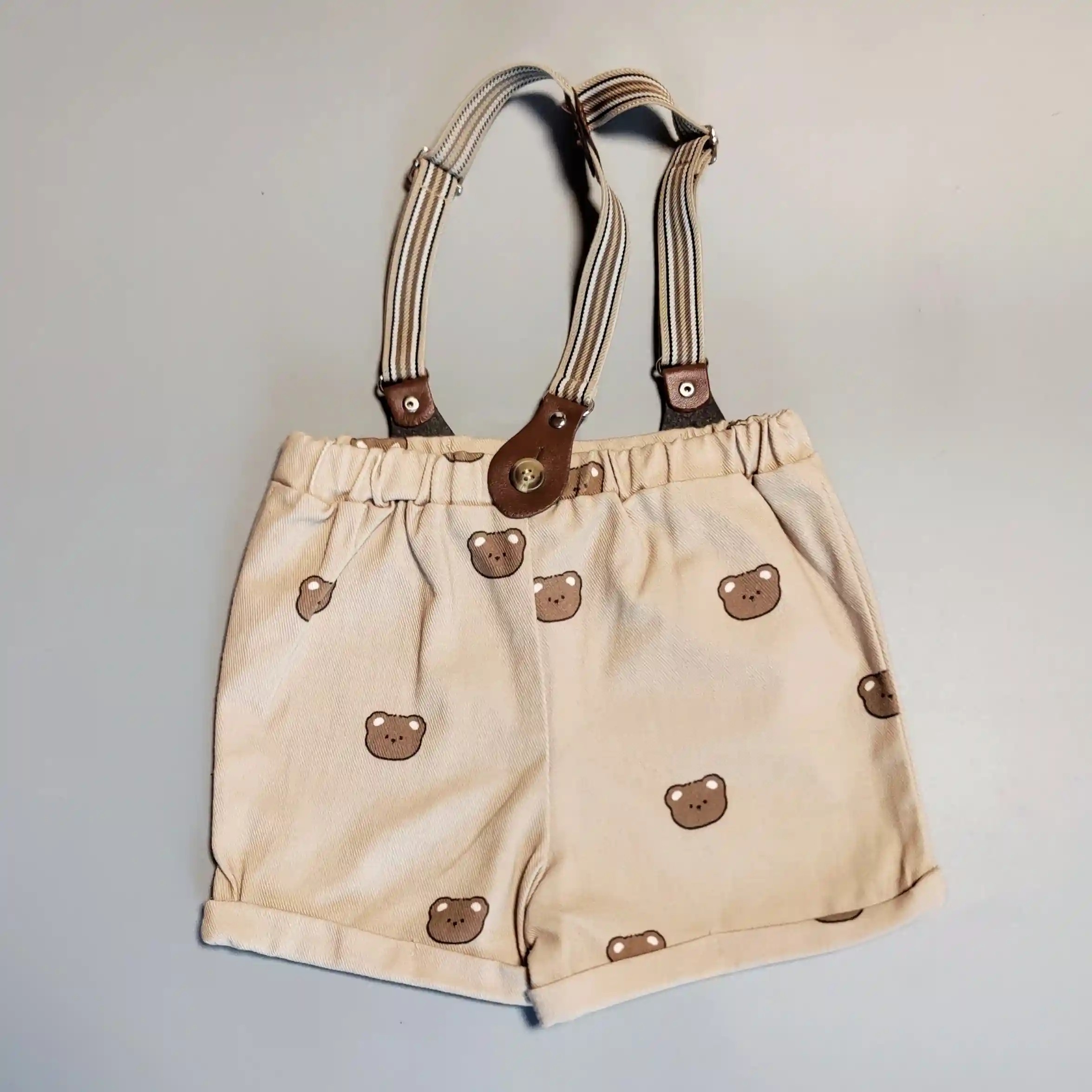 Kraťasy s kšandami Cozy Club vel. 74 béžové s medvídky