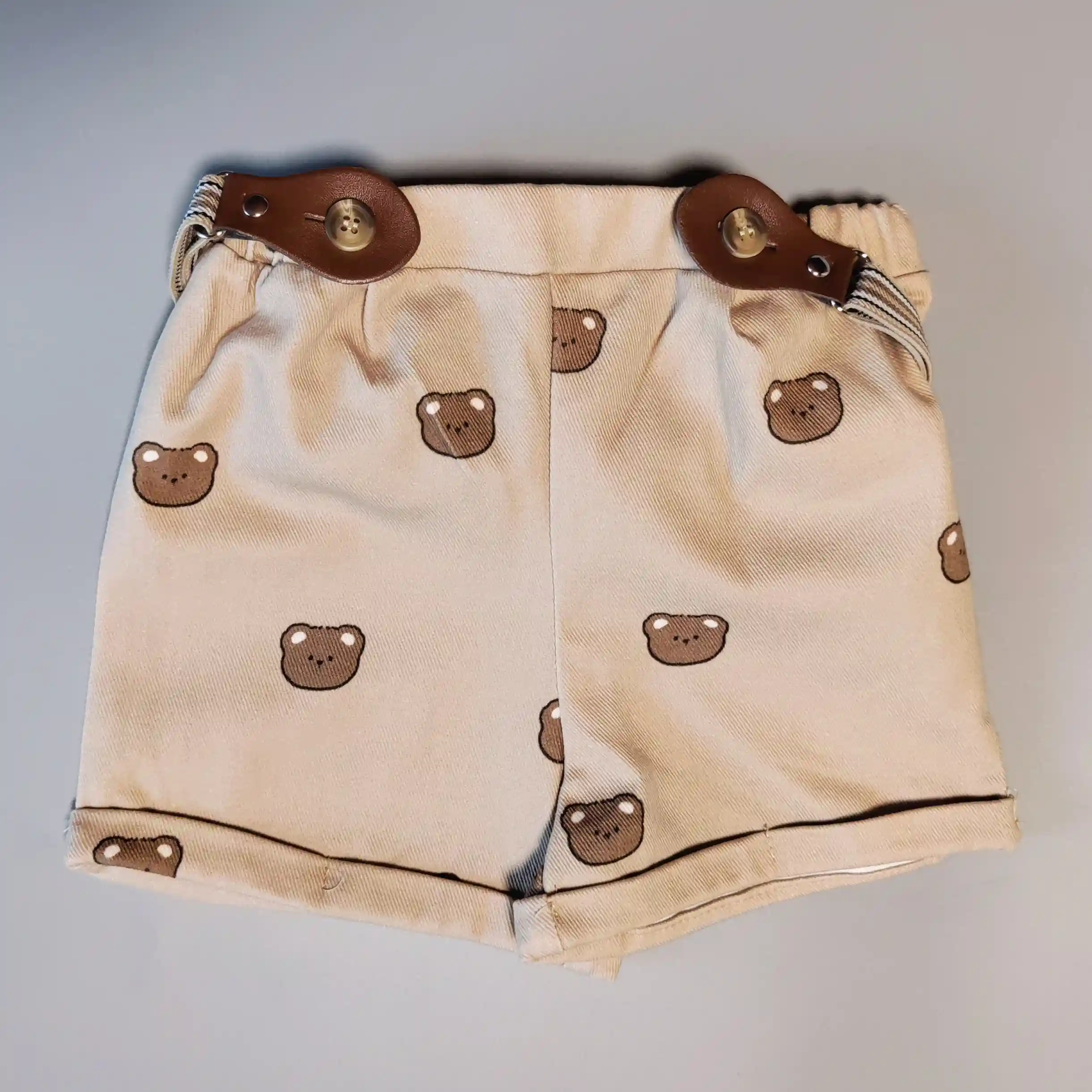 Kraťasy s kšandami Cozy Club vel. 74 béžové s medvídky