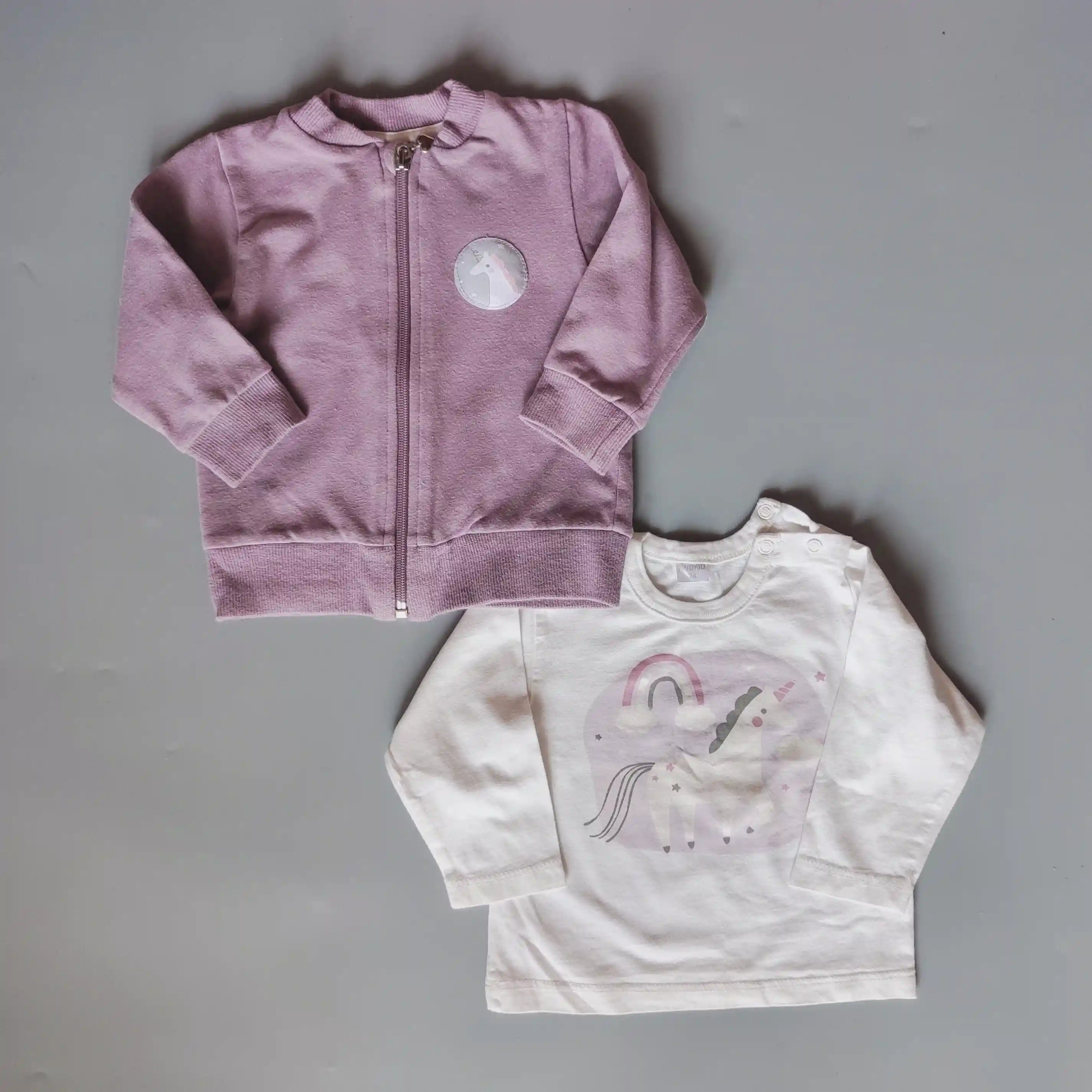 Souprava mikiny a trička s jednorožcem Pinokio vel. 74 fialová