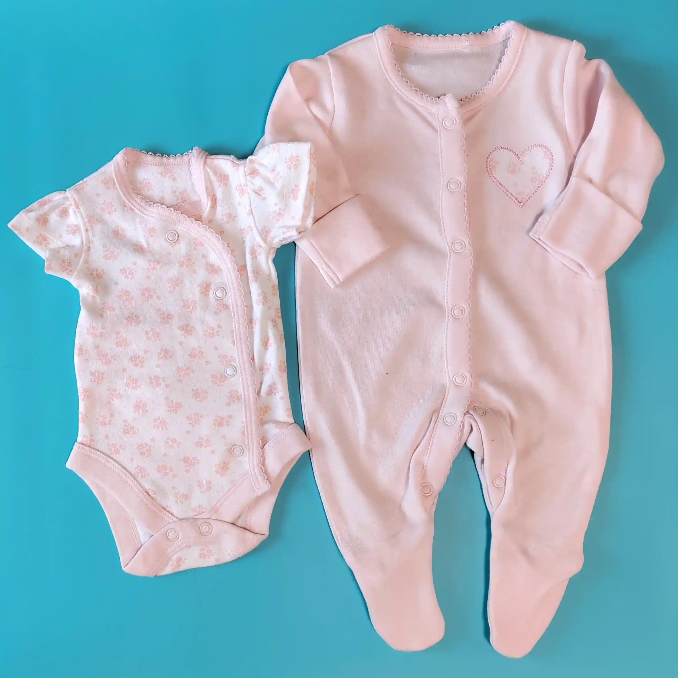 Souprava overalu a zavinovacího body Tu vel. Tiny baby světle růžové