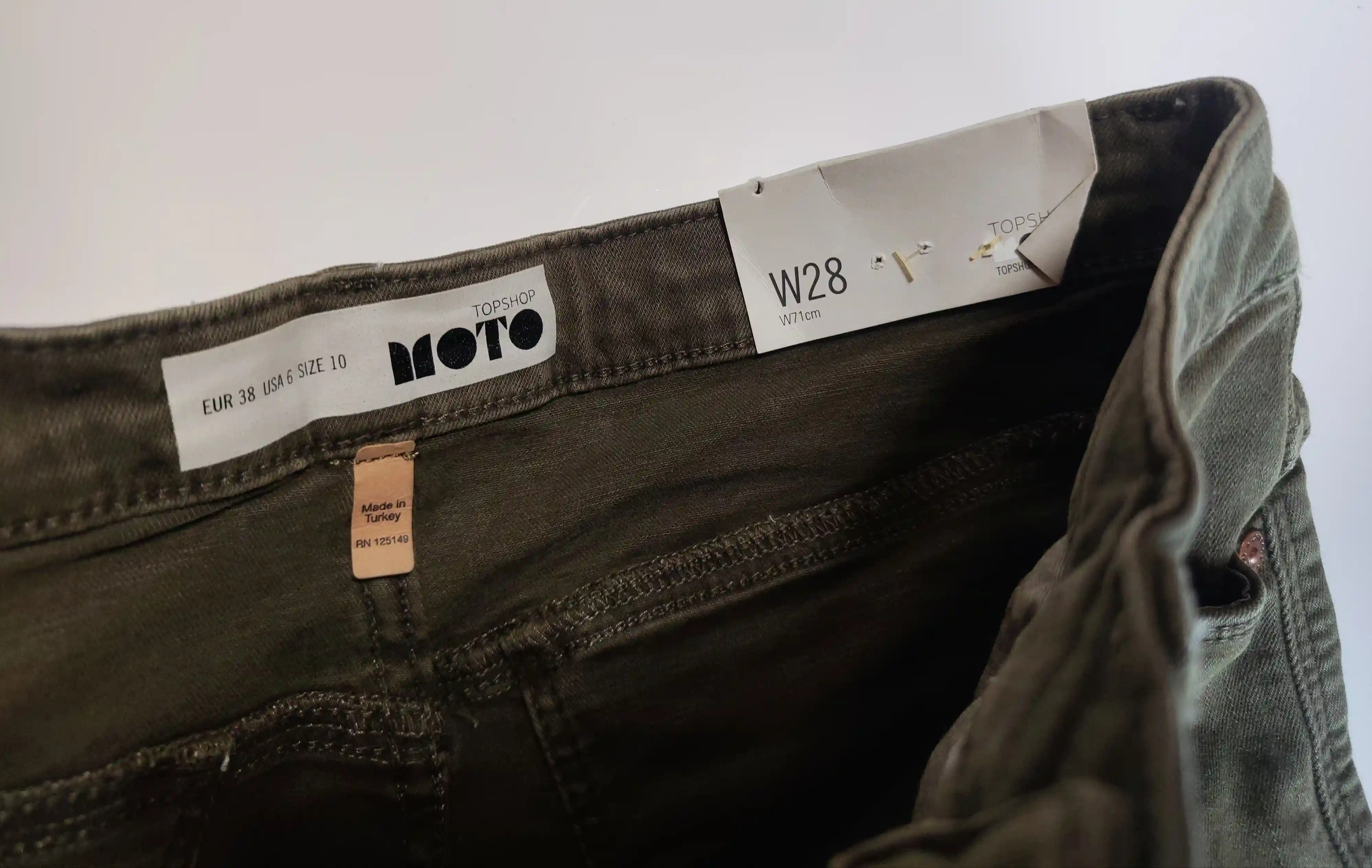 Džínové kraťasy TopShop Moto vel. M / W28 khaki
