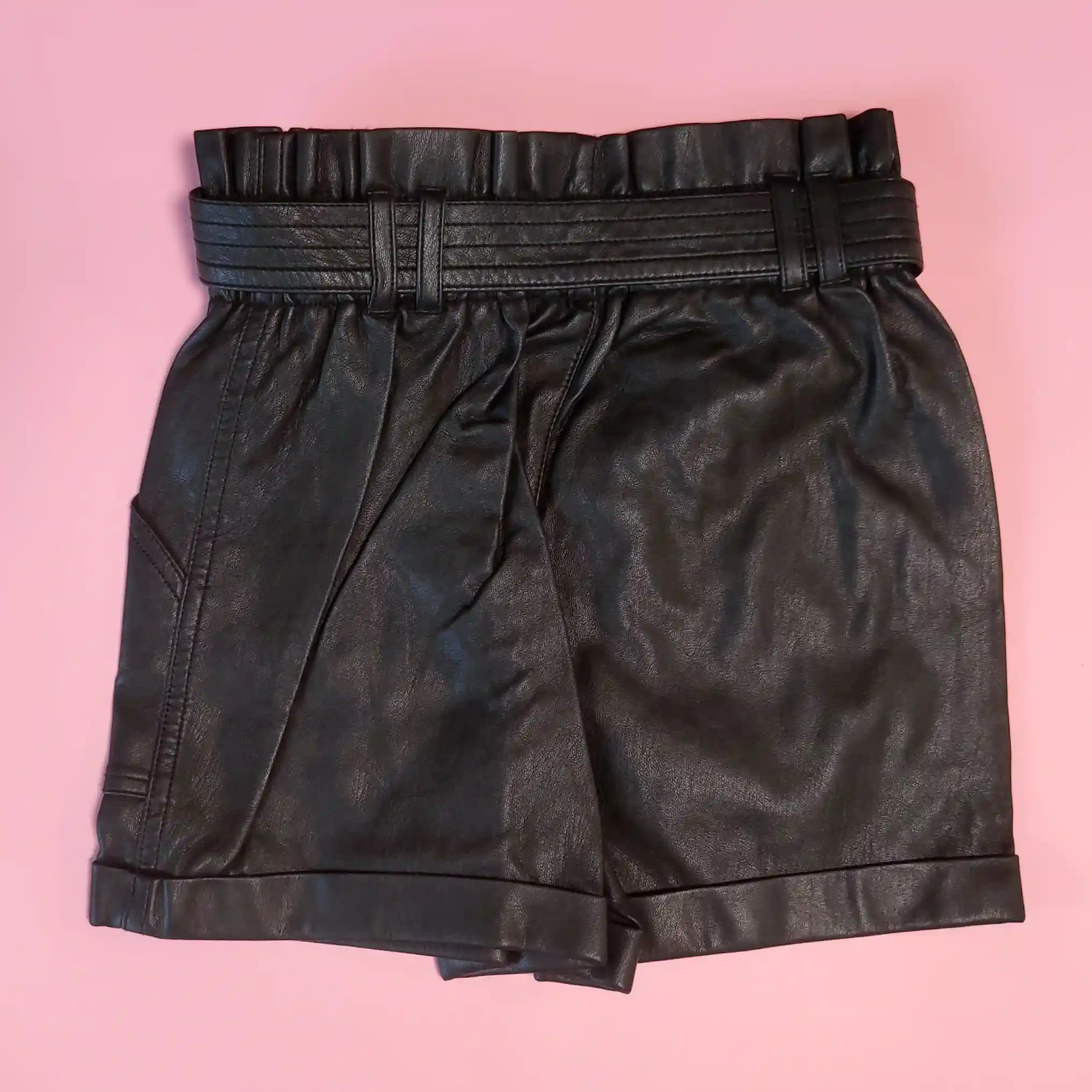 Koženkové kraťasy River Island vel. 140 černé s páskem