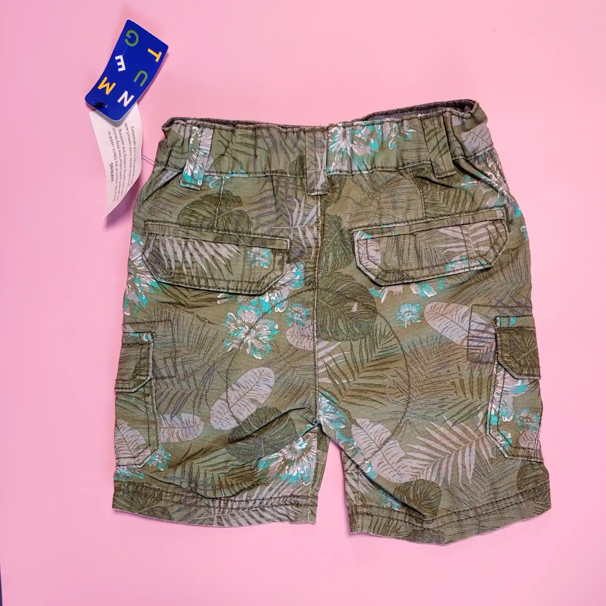 Džínové kraťasy Nutmeg vel. 98 khaki s listy