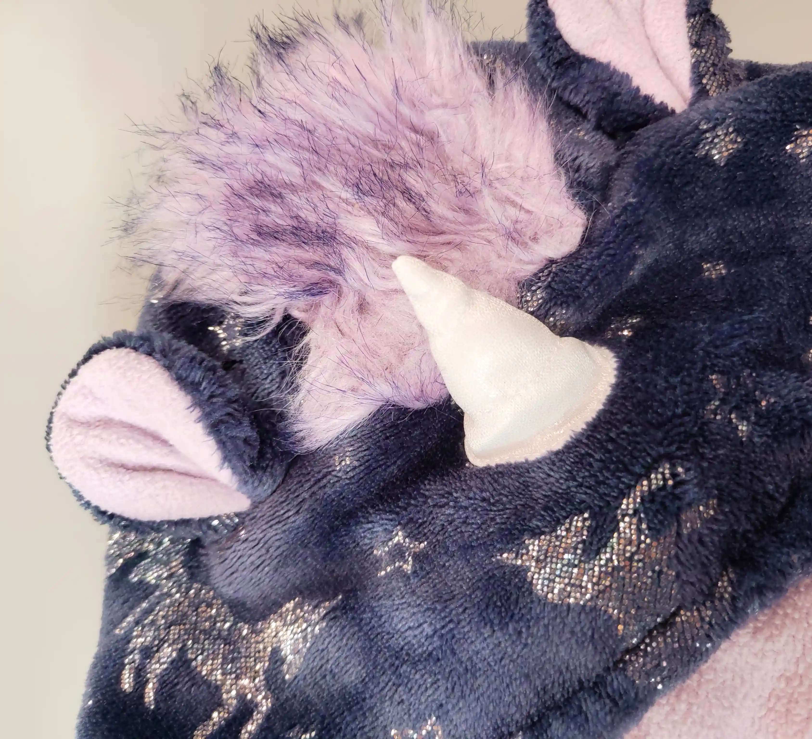 Plyšový overal Nutmeg vel. 110 tmavě modrý jednorožec