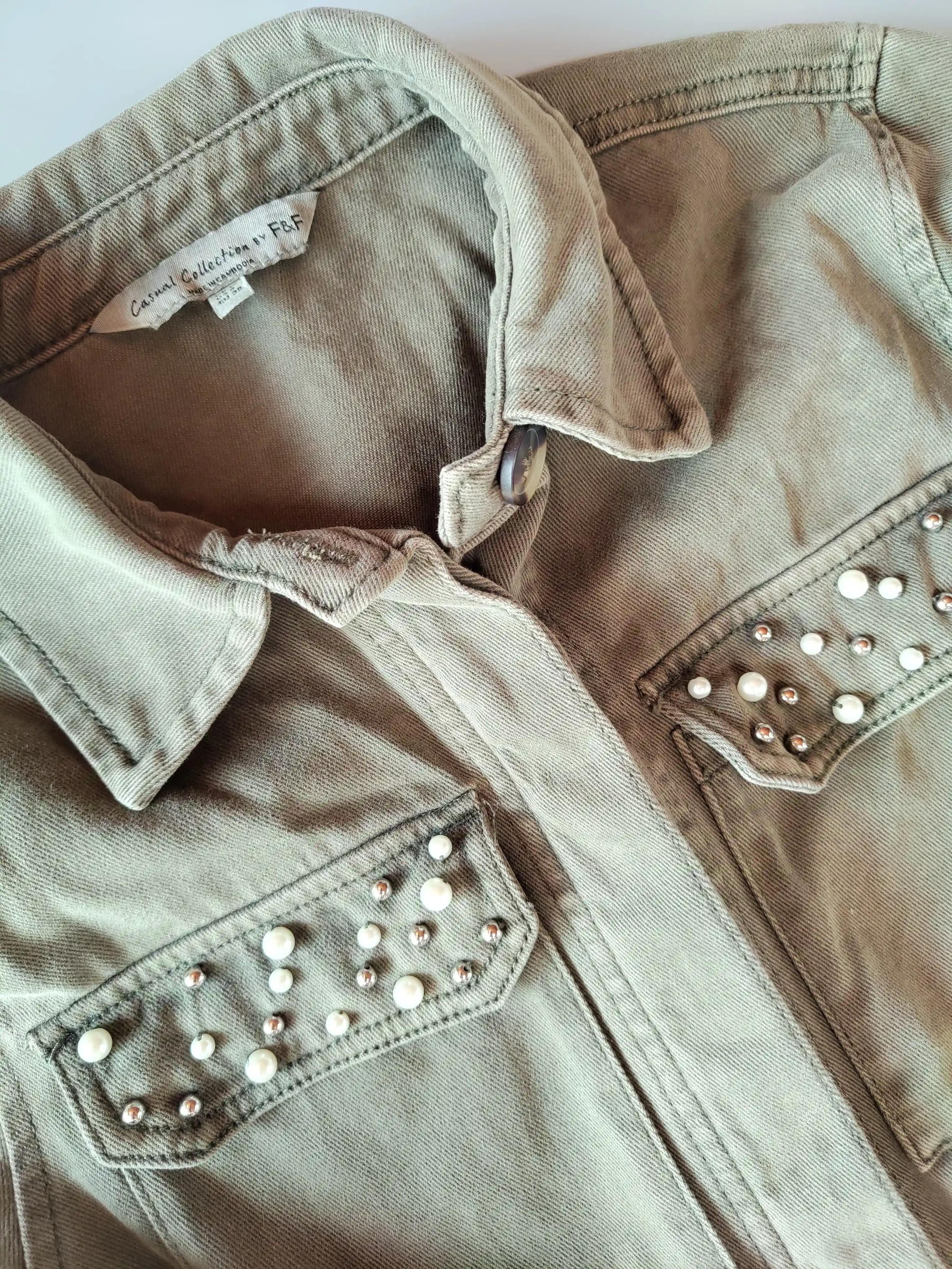 Džínový kabát F&F vel. EU 38 / UK 6 / S khaki