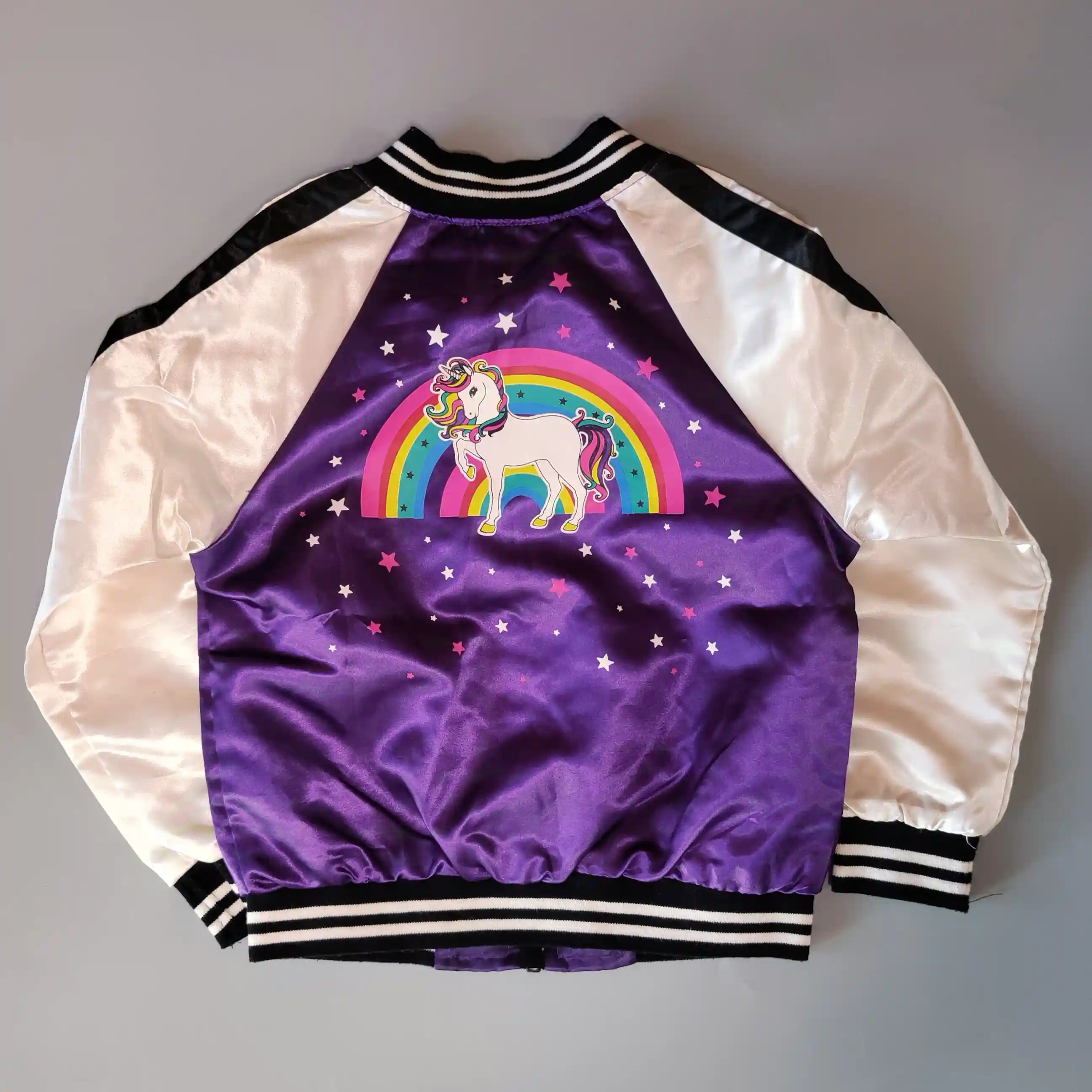 Lesklá mikino bunda 365Kids vel. 116 fialová s jednorožcem