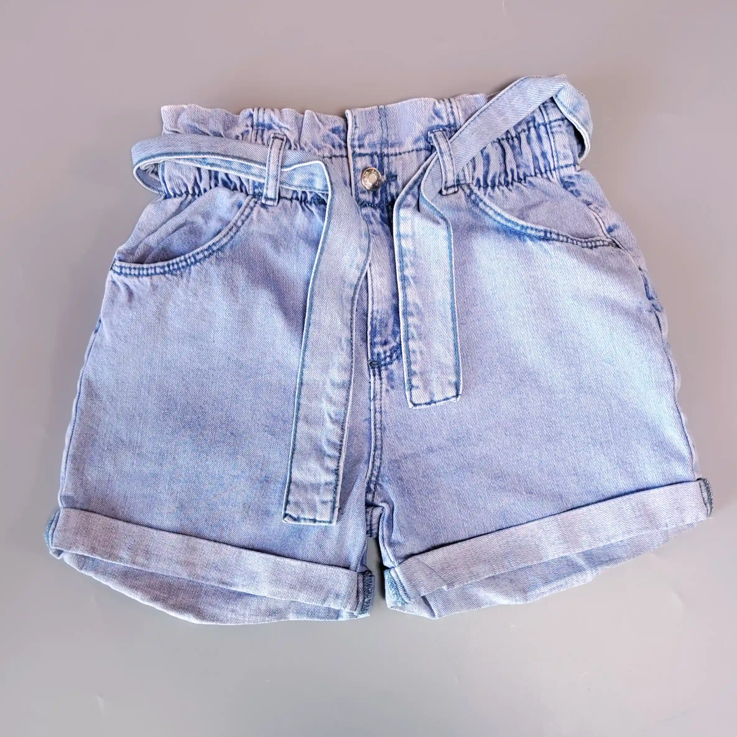 Džínové šortky Denim Co. Vel. 152 světle modré Tie Waist