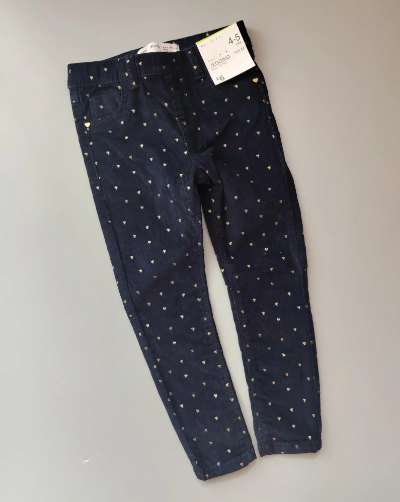 Manžestrové džegíny Denim co. Vel. 110 navy srdíčka