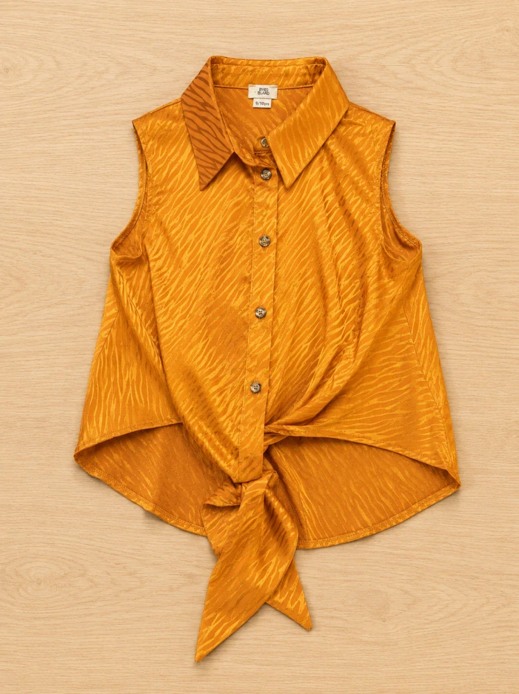 Top River Island vel. 140 oranžovožlutý s uzlem