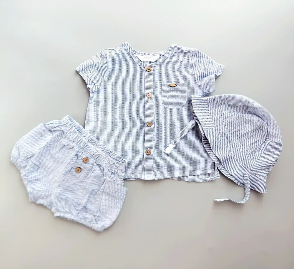 Souprava Mayoral vel. 68 modrobílá proužkovaná