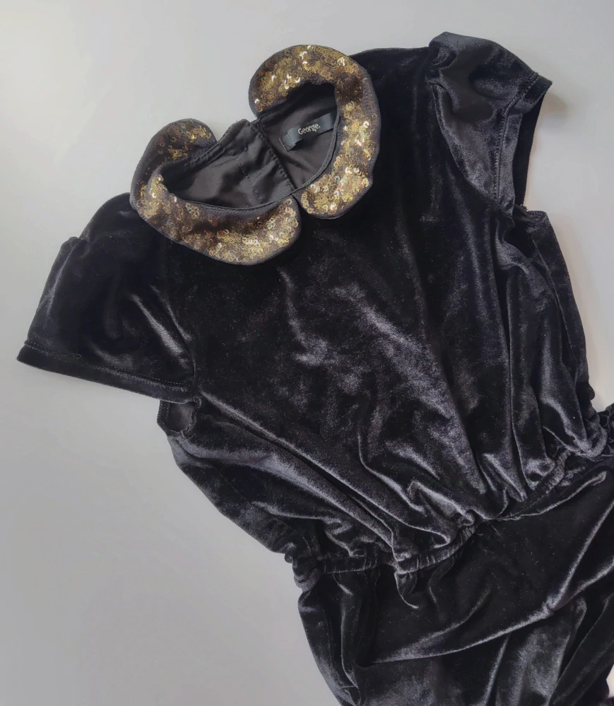 Sametový velurový overal George vel. 128 černý s límečkem