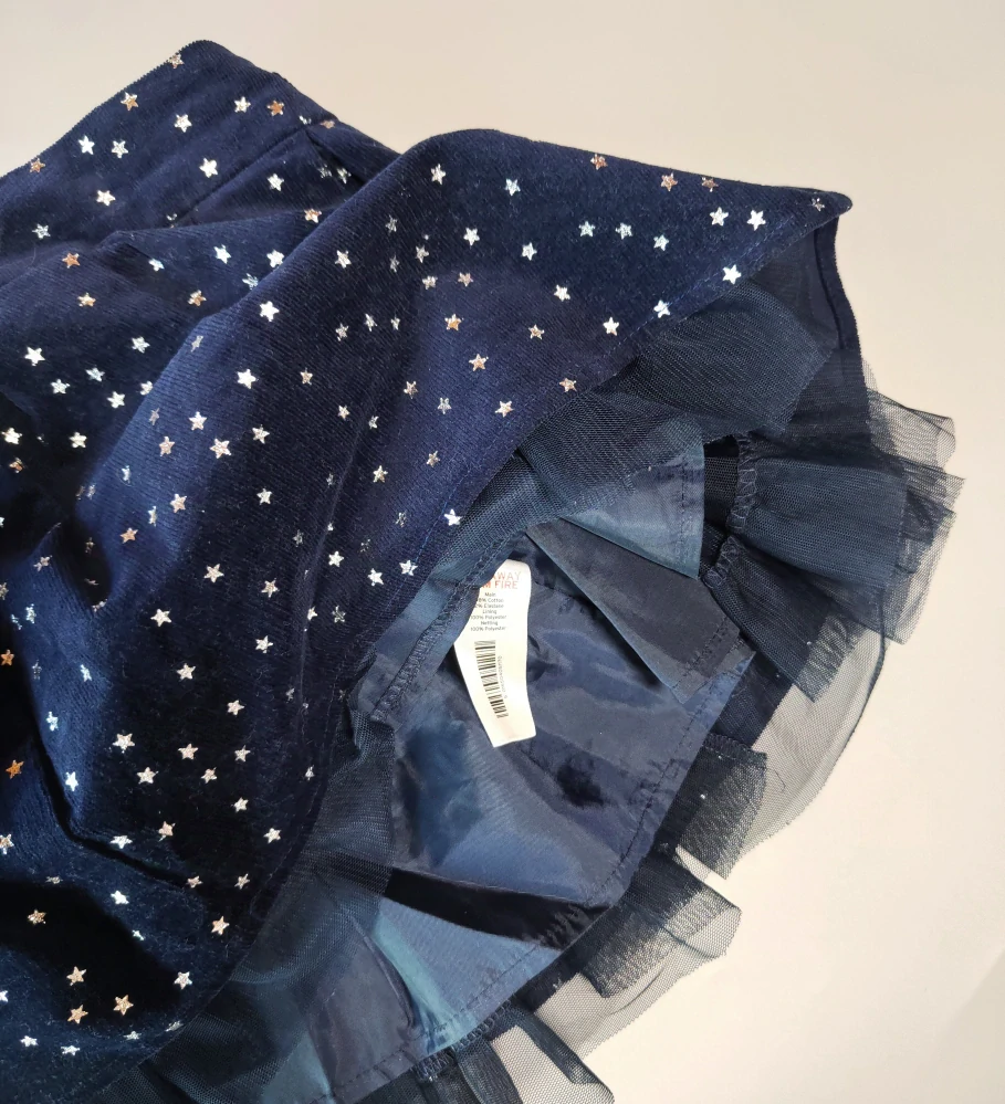 Sukně Nutmeg jemný manšestr vel. 92 navy se stříbrnými hvězdičkami