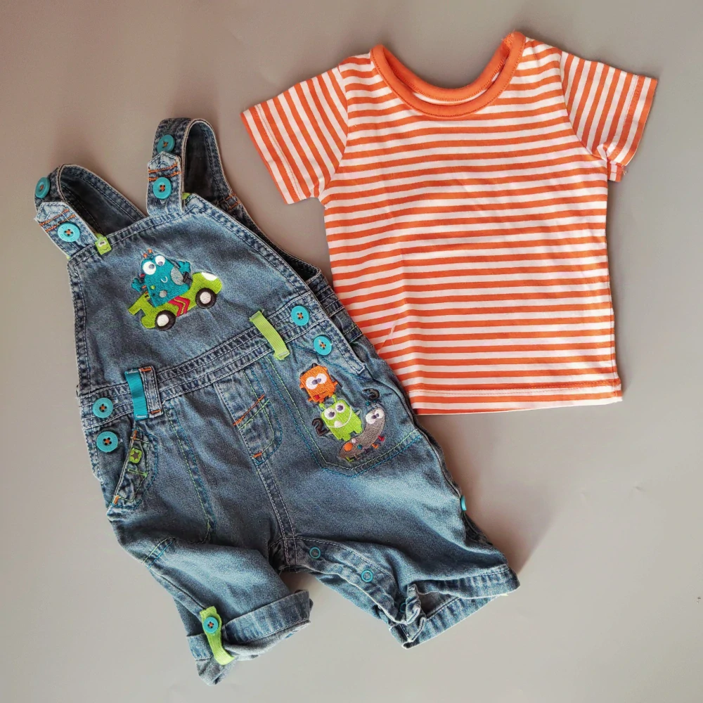 Souprava džínových lacláčů a trička vel. 62