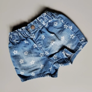 Džínové kraťasy Primark vel. 68 s květinkami