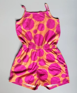 Letní overal Uniqlo vel. 128 oranžový s puntíky