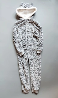 Fleecový overal YD vel. 152 šedý leopard