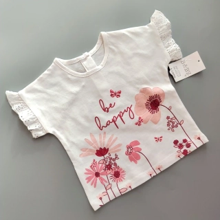 Tričko Matalan vel. 62 bílé s květinami