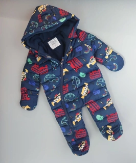 Kombinéze F&F vel. 68 tmavě modrá s autíčky