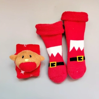 Vánoční set ponožek s chrastítkem na ruku