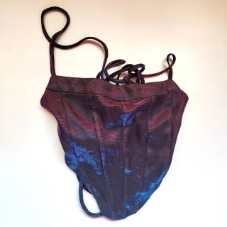 Holografický zavazovací top Shein vel. XS / EU 34