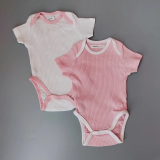 Set dvou žebrovaných body Sinsay vel. 56 růžové a bílé