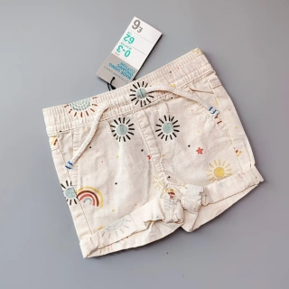 Plátěné kraťasy Primark vel. 62 krémové se sluníčky